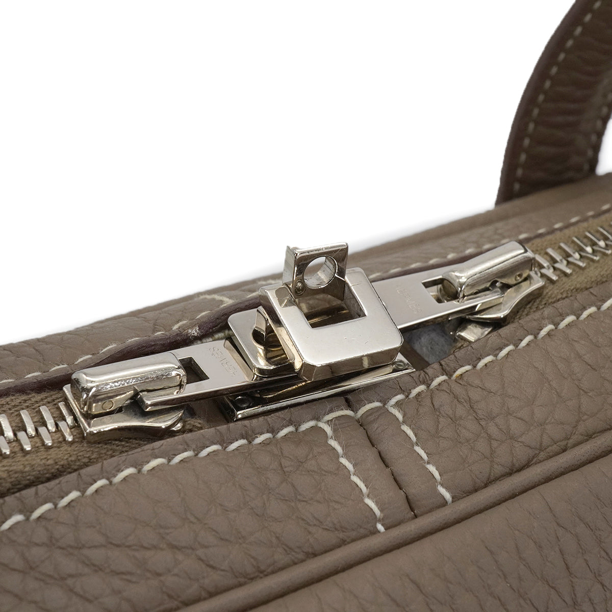 HERMES VICTORIA ELAN 38 ETOUPE TAURILLON CLEMENCE HAND BAG 2012 SQUARE P PALLADIUM HARDWARE 90339159