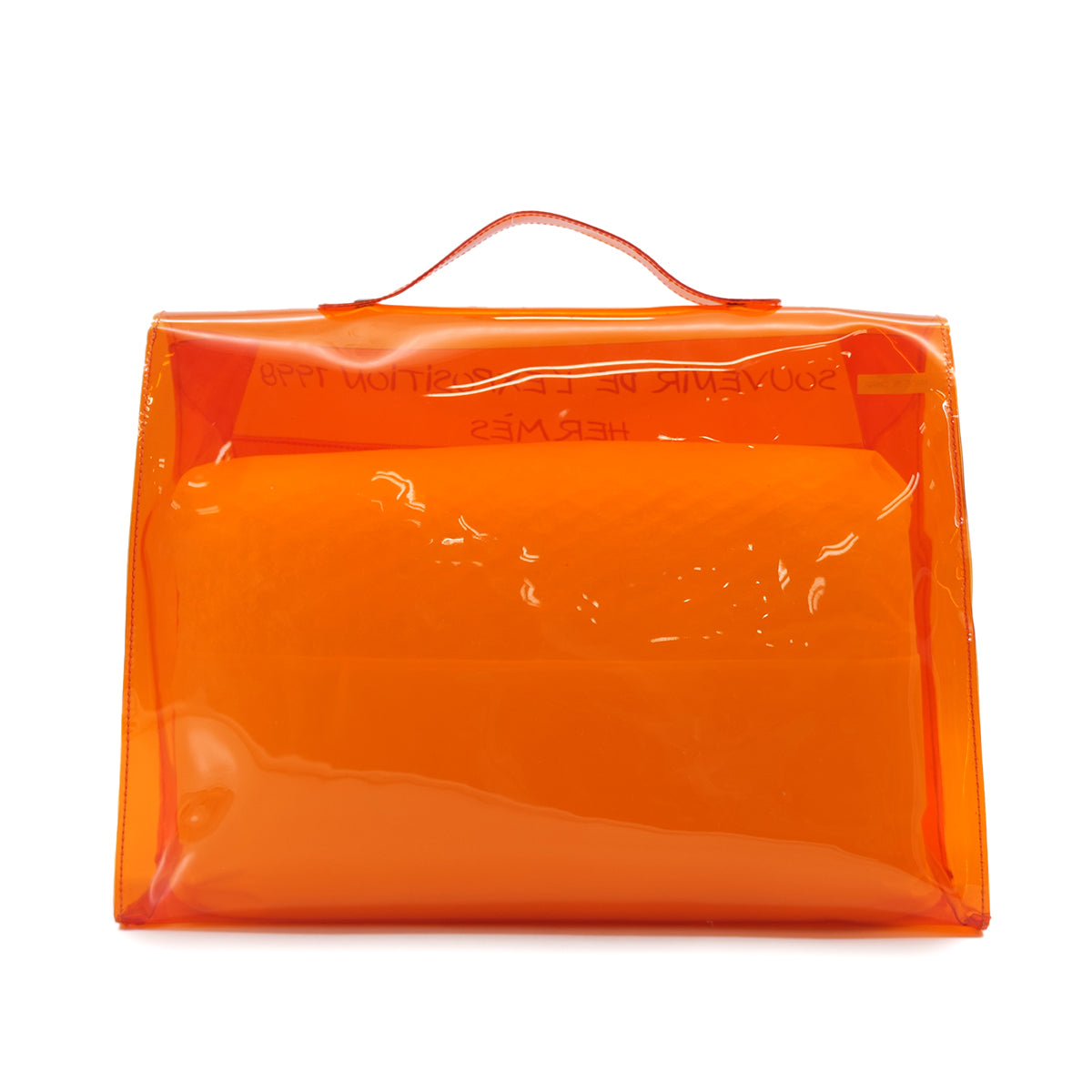 HERMES VINYL KELLY SOUVENIRDEL' EXPOSITION 1998 ORANGE VINYL HAND BAG 90322289