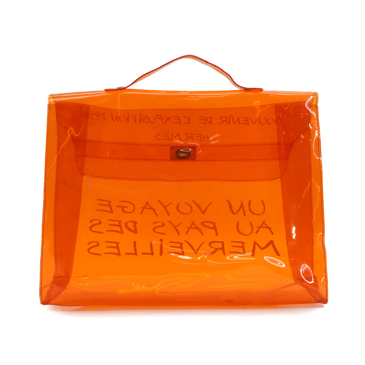 HERMES VINYL KELLY SOUVENIRDEL' EXPOSITION 1998 ORANGE VINYL HAND BAG 90331838