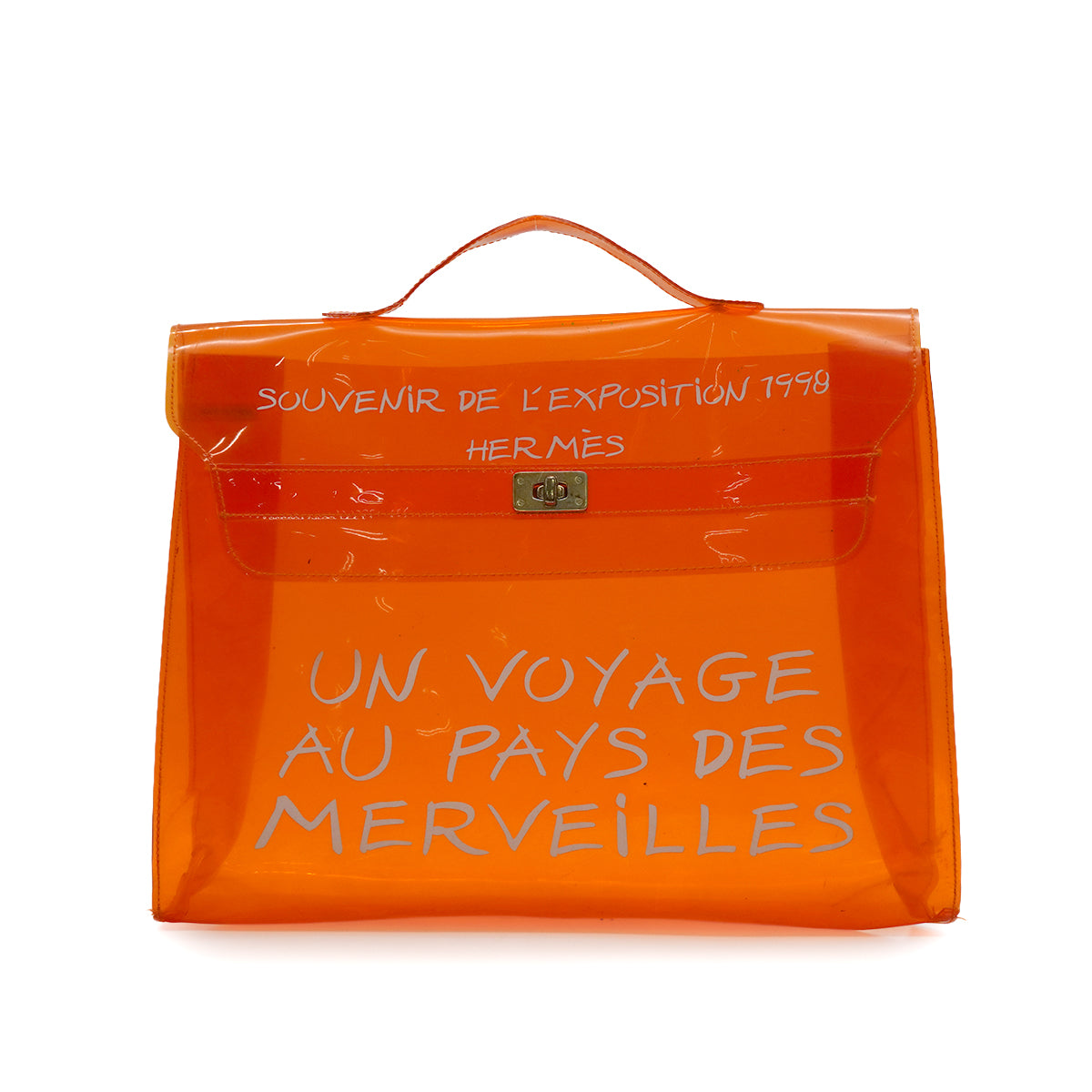 HERMES VINYL KELLY SOUVENIRDEL' EXPOSITION 1998 ORANGE VINYL HAND BAG 90338369