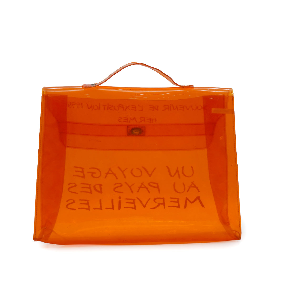 HERMES VINYL KELLY SOUVENIRDEL' EXPOSITION 1998 ORANGE VINYL HAND BAG 90338369