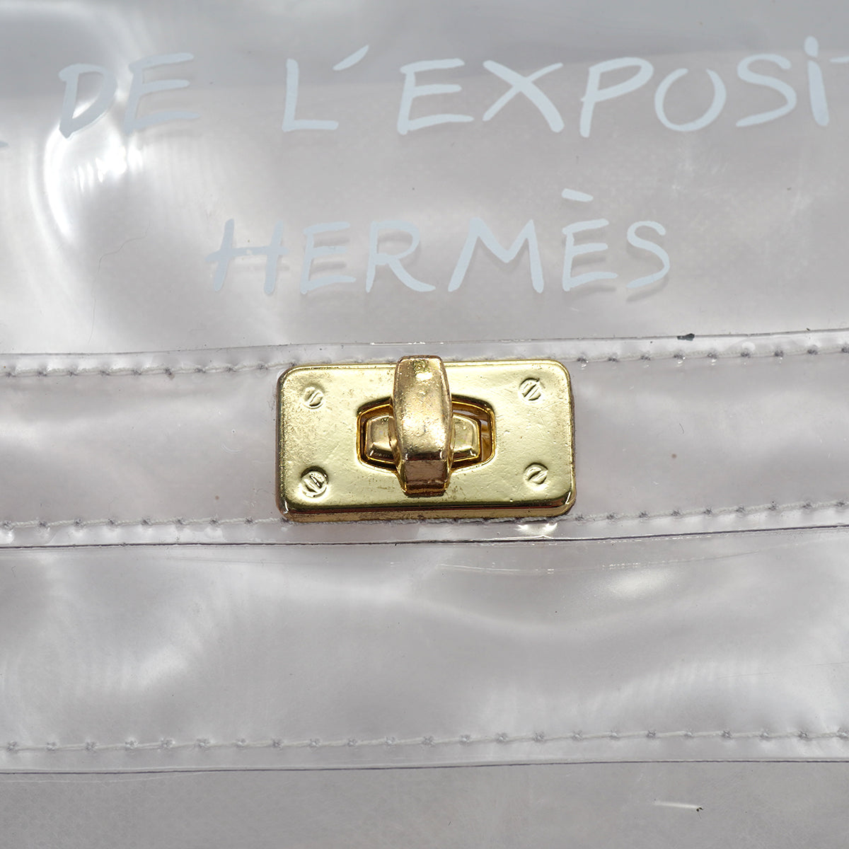 HERMES VINYL KELLY SOUVENIR DE L' EXPOSITION 1997 CLEAR HAND BAG GOLD HARDWARE 90331375