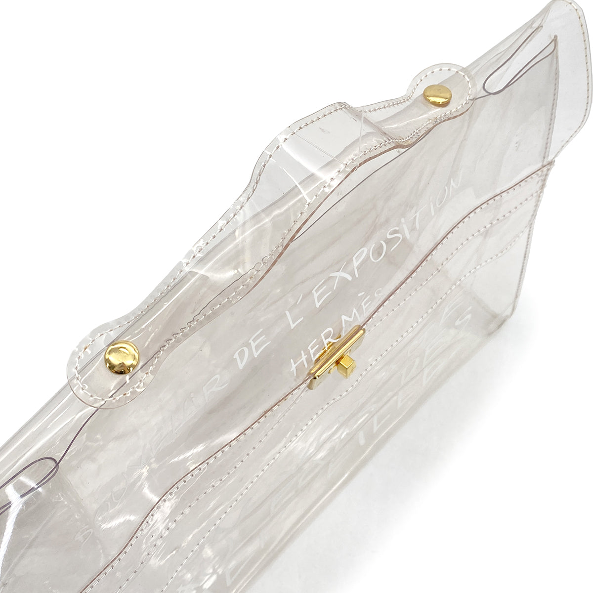 HERMES VINYL KELLY SOUVENIR DE L' EXPOSITION 1997 CLEAR HAND BAG GOLD HARDWARE 90327389