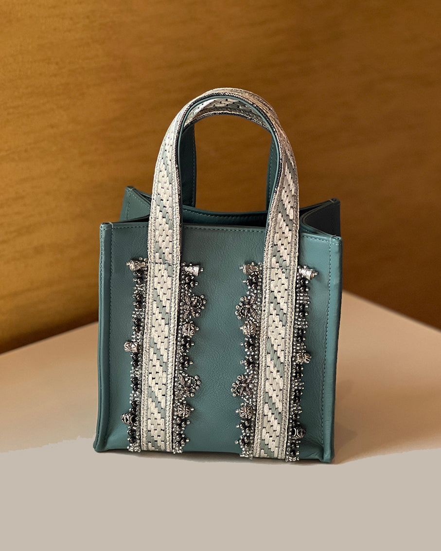 Limited-Edition Mini Leather Tote Bag with Arabian Silver Accessories