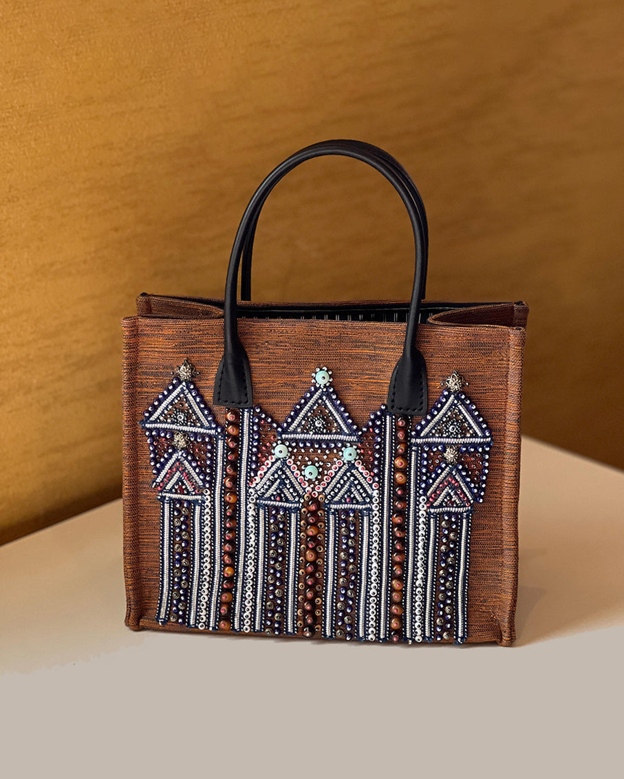 Limited-Edition Mini Tote Bag with Hand-Embellished Glass and Stone Beads