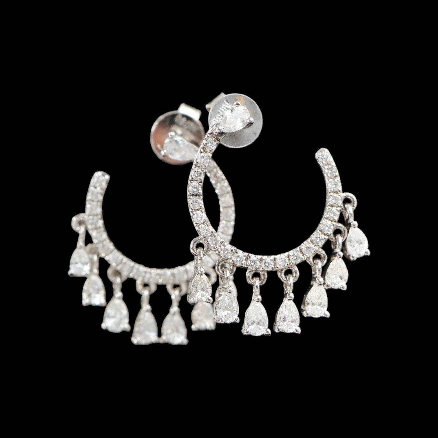 0.80ct White Diamond Tassel Earrings set in 18K White Gold