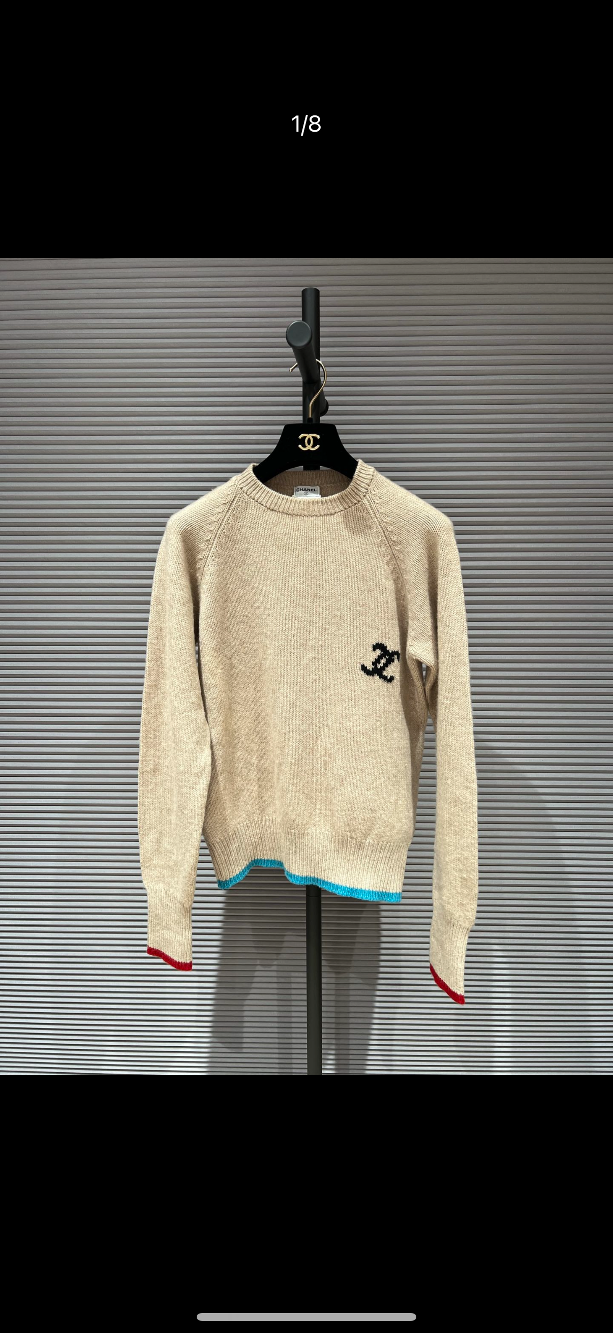 CHANEL VINTAGE CREAM SWEATER SZ 44 FT101585