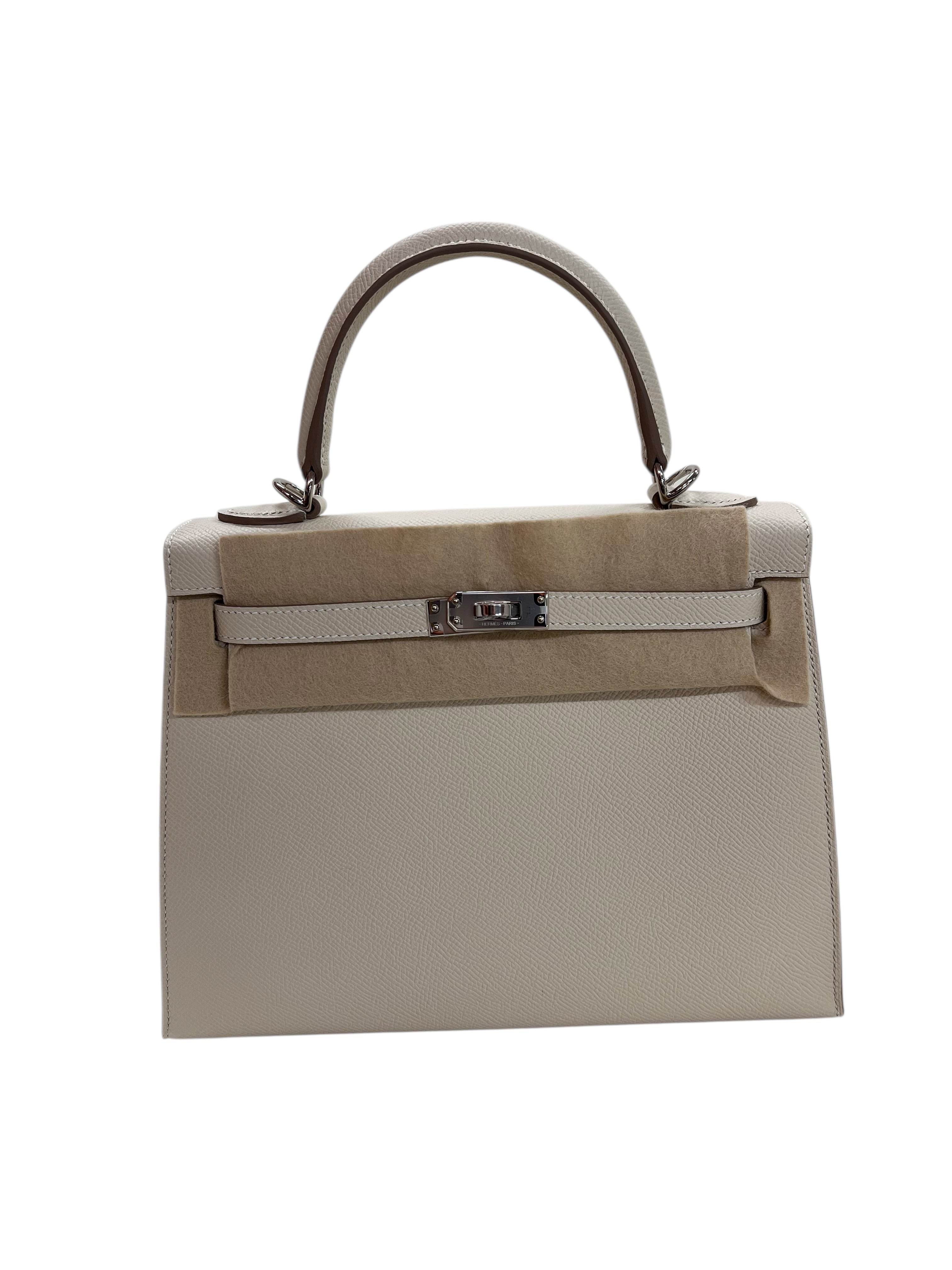 Hermes Kelly 25 Sellier Craie Epsom GHW #W SKCJB-300950