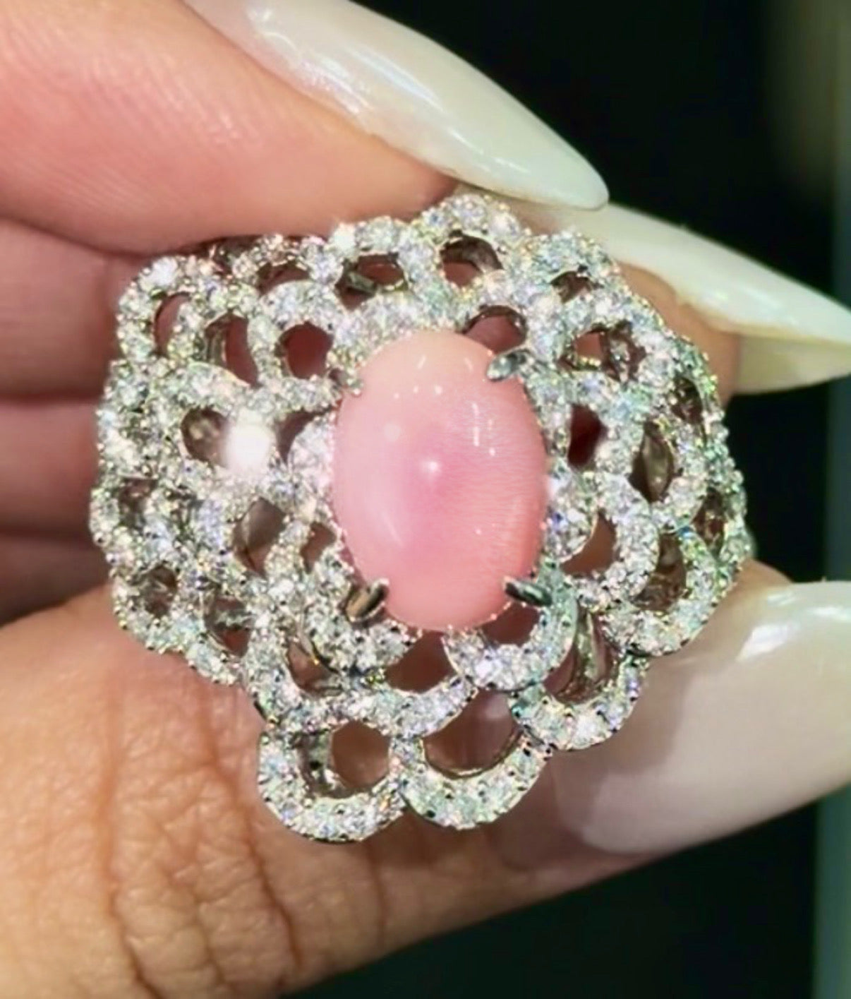 Conch Pearl Diamond Cocktail Ring in 18K / CP3.73ct / D1.23ct 5412 JJC0676