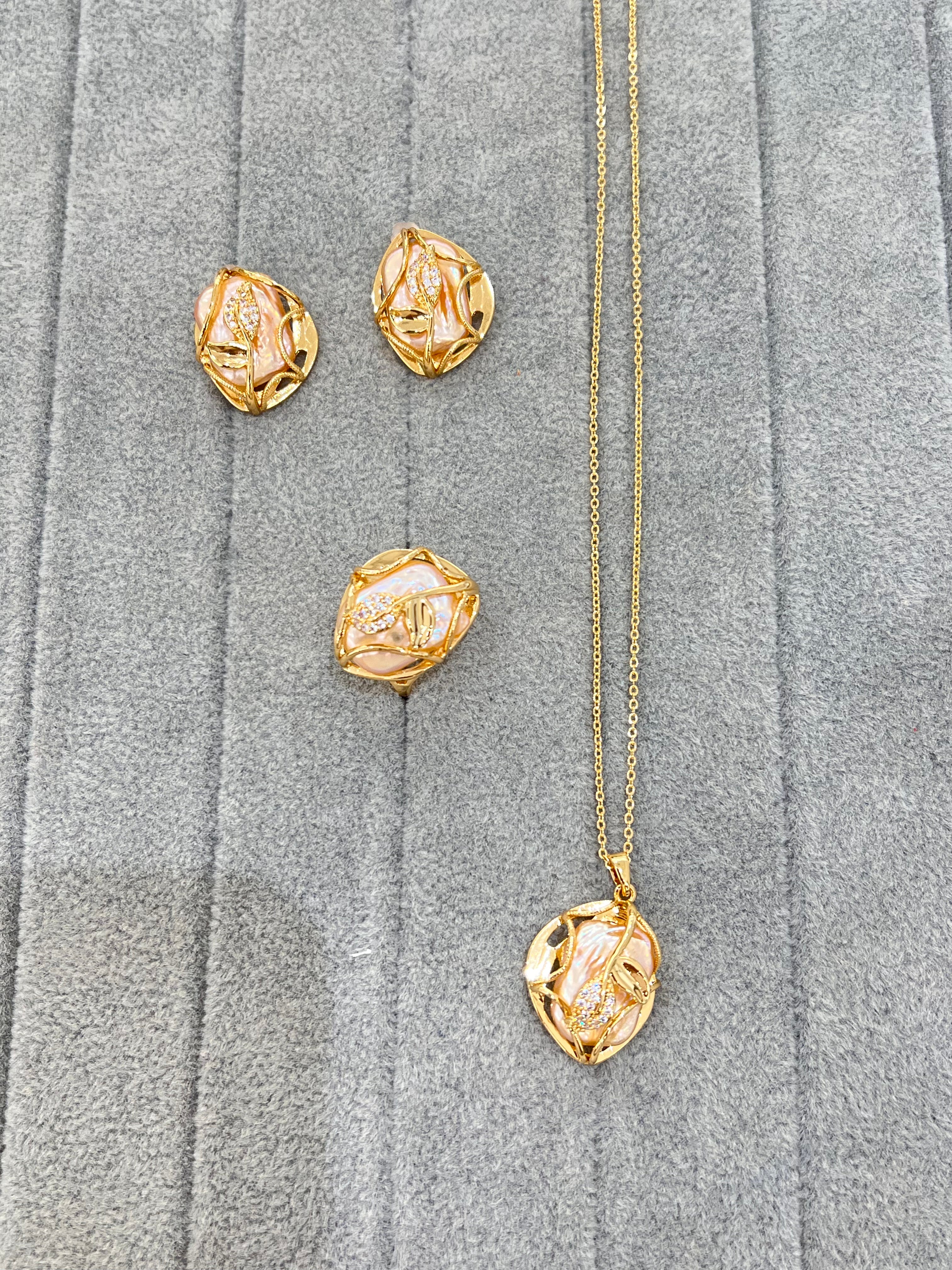 Gold Plated Freshwater Pink Baroque (Earrings post S925) CP-3012