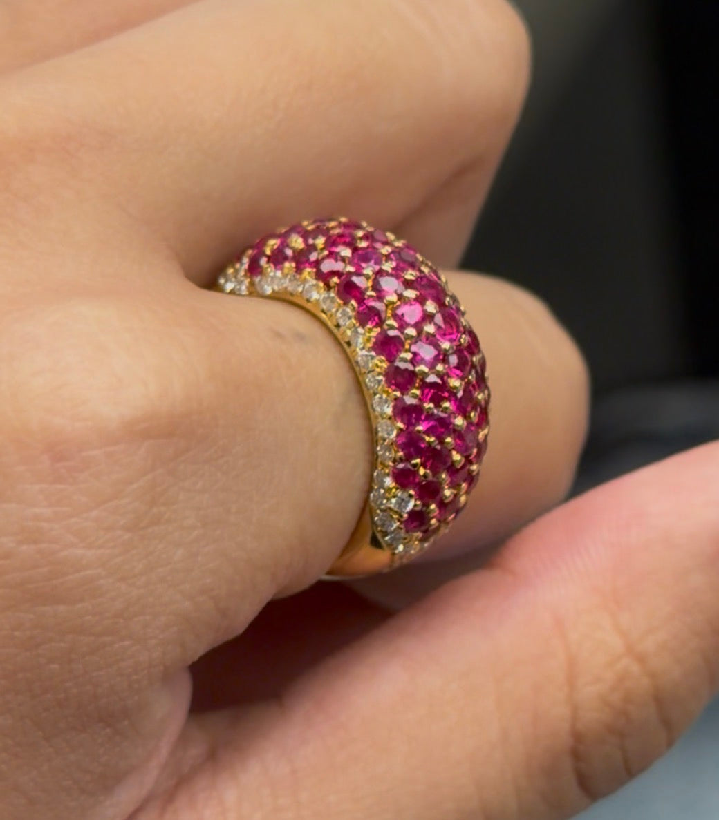 Ruby and Diamond Domed Pavé Ring JJC9980