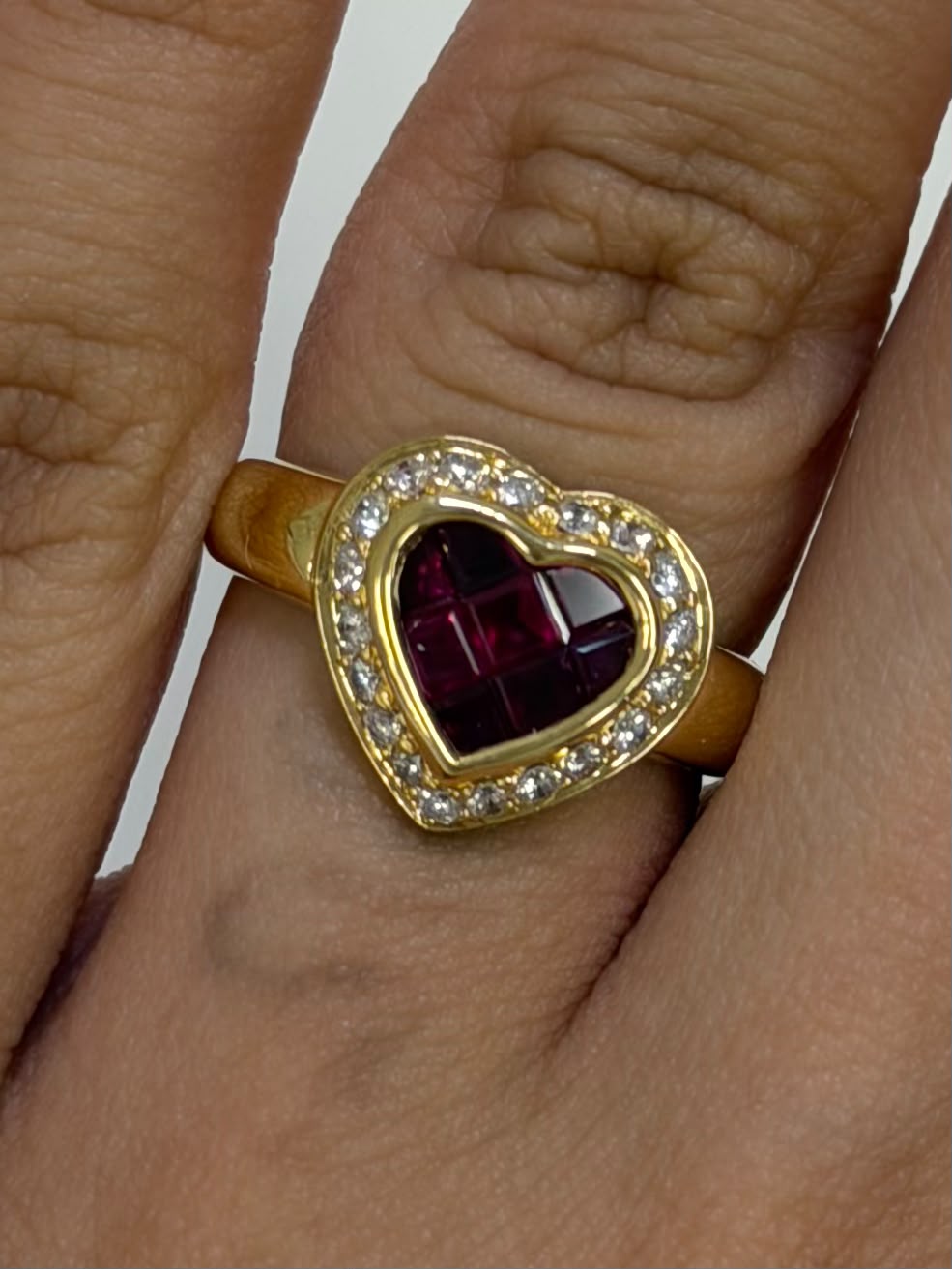 Ruby Ring 1.0 heart + D0.32 in 18K (JJ11152) JJC1405