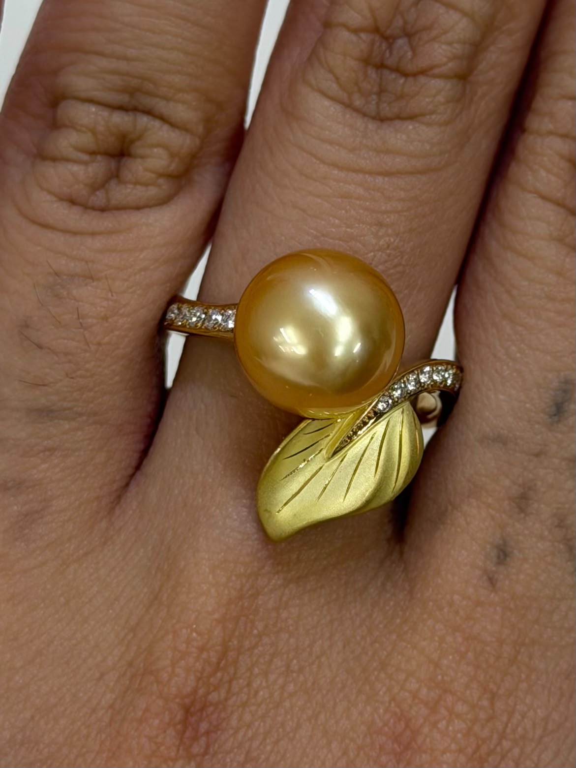 Pearl Ring 11.1mm + D0.14 in 18K (JJ11161) JJC1420