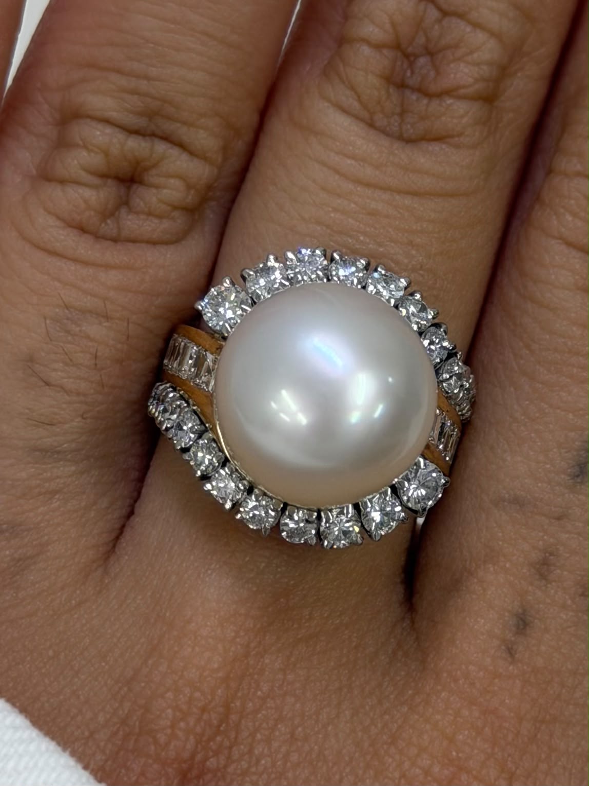Pearl Ring 13.2mm + D1.603 in Pt900/18K (JJ10897) JJC1419