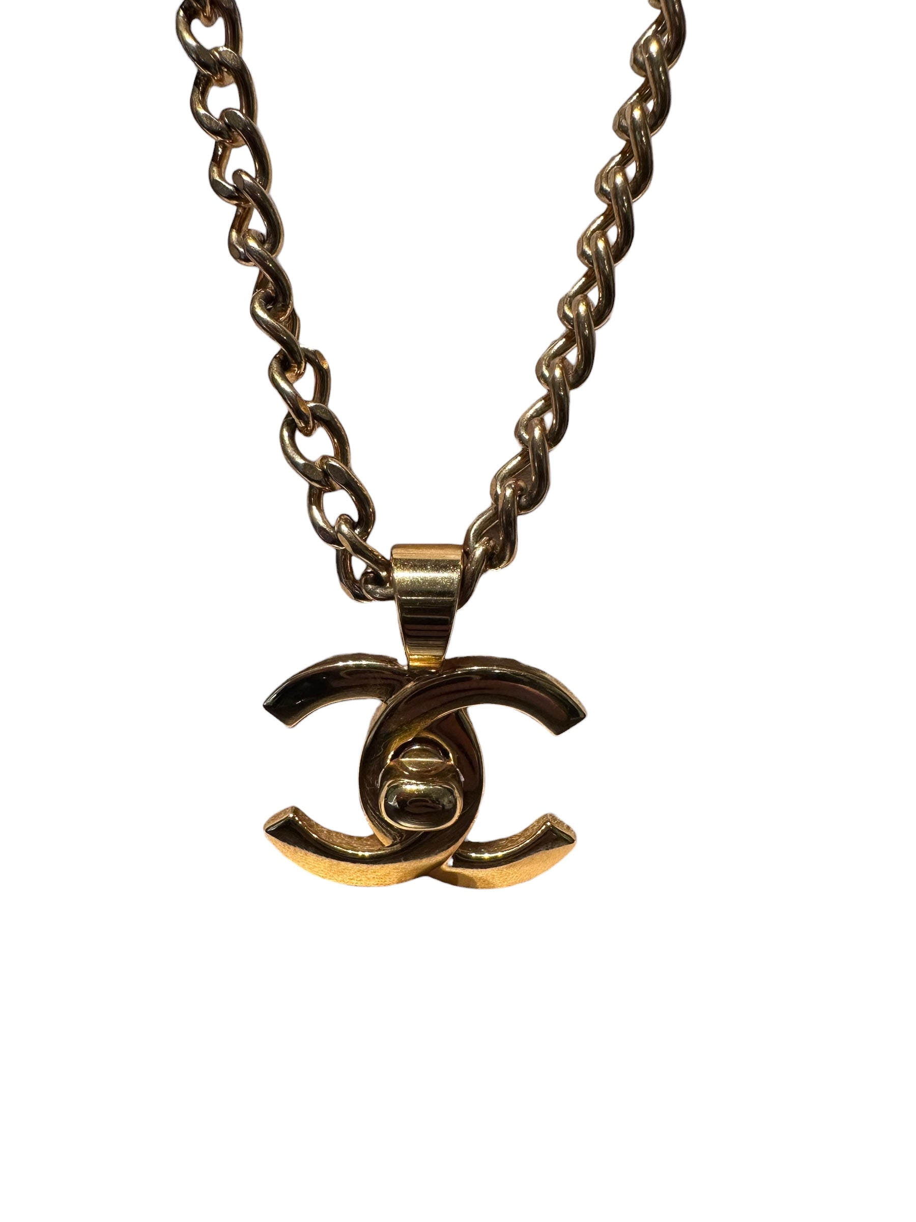 Chanel Vintage Gold Double Turnlock Necklace