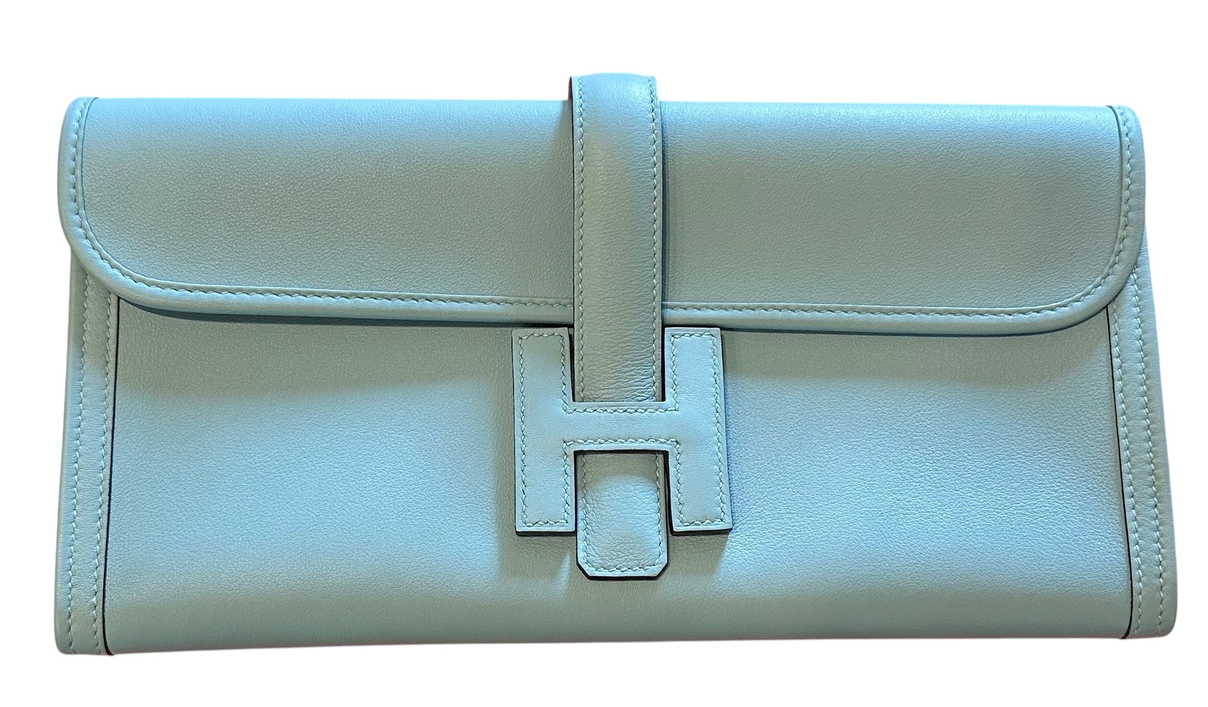 Hermes Blue Jige Elan Clutch Evercolor