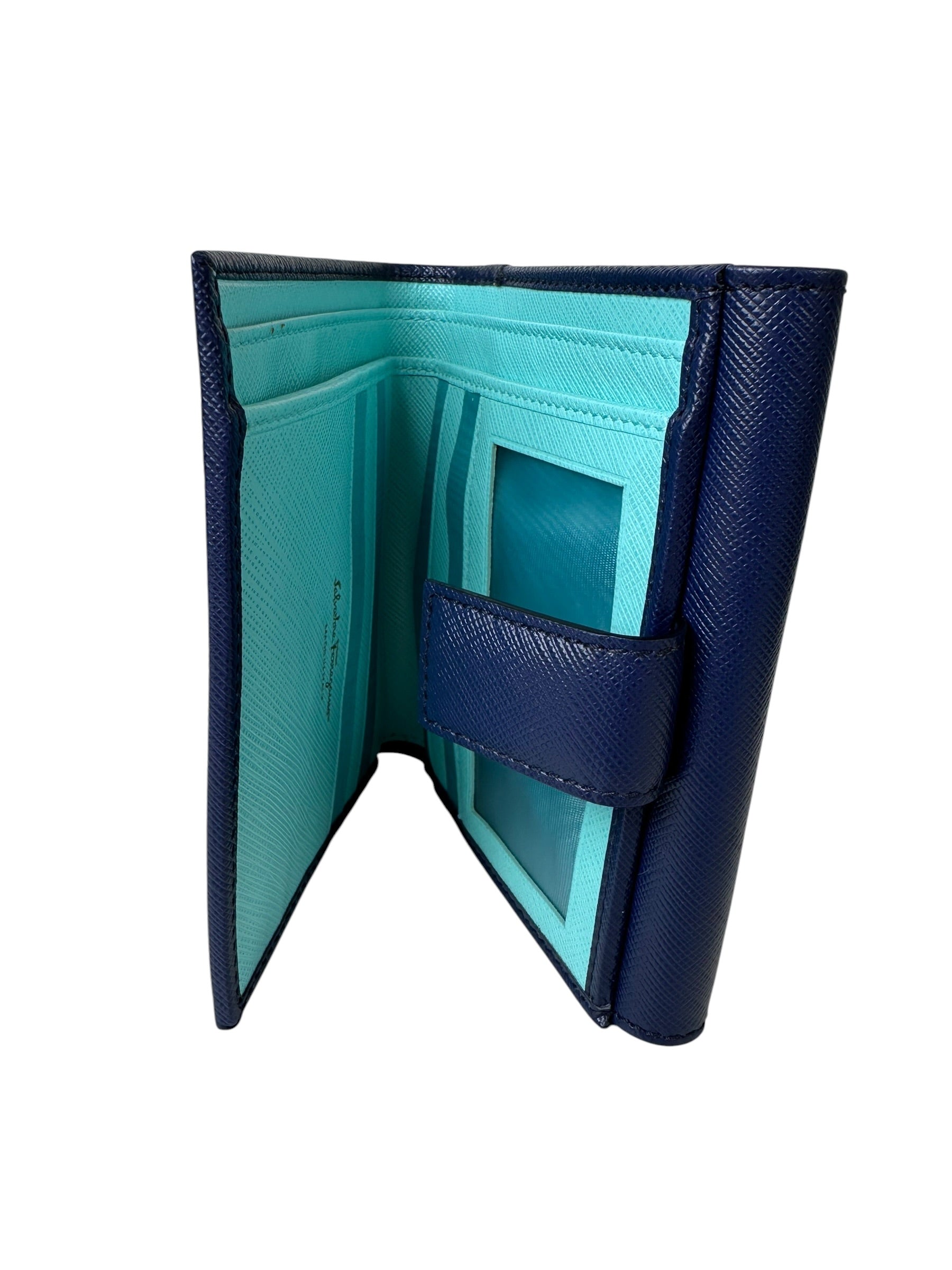 Ferragamo Blue Slim Tr-Fold Wallet