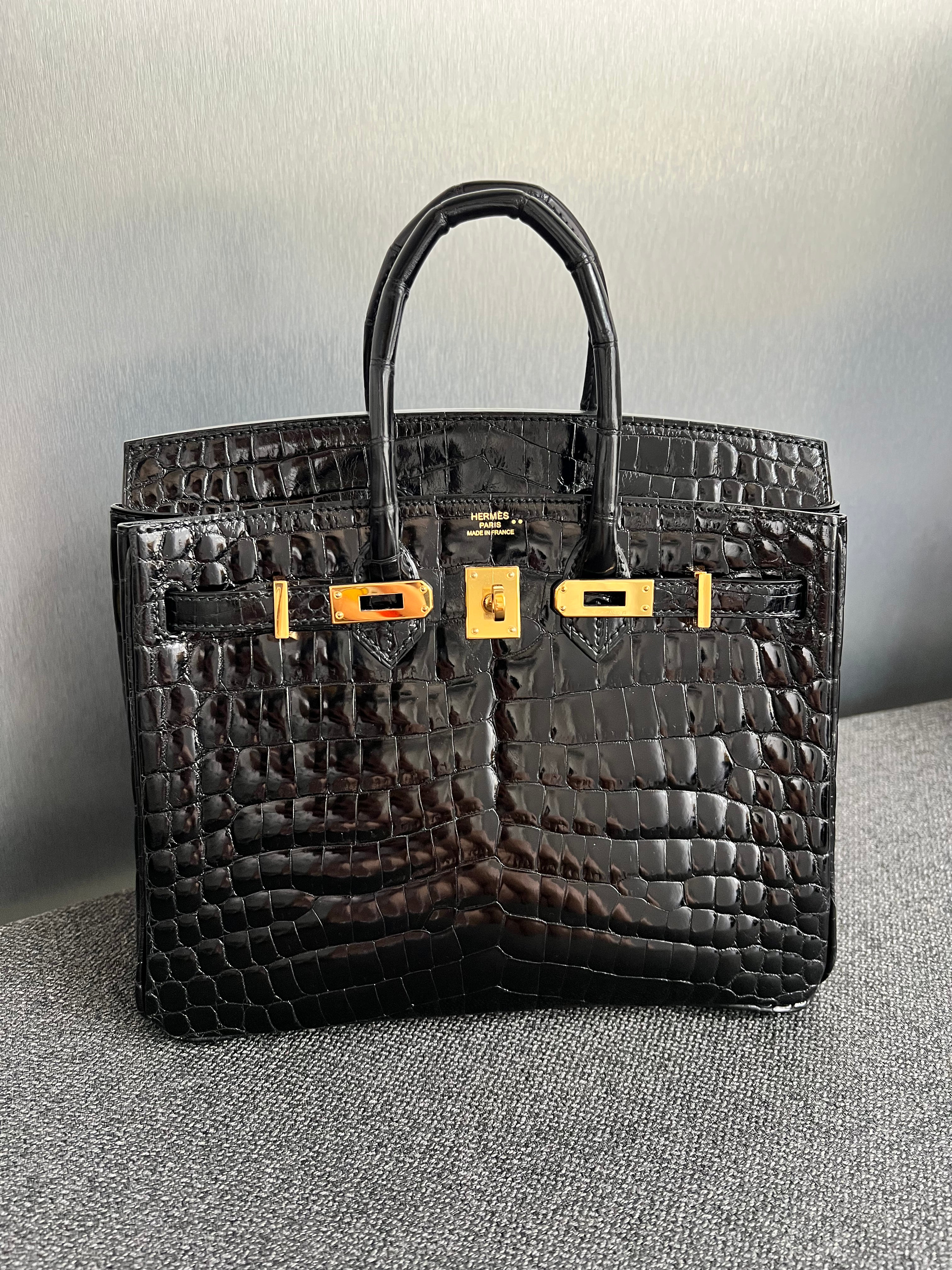 Hermes Birkin 25 Black Shiny Nilo GHW #T SYCF403CE