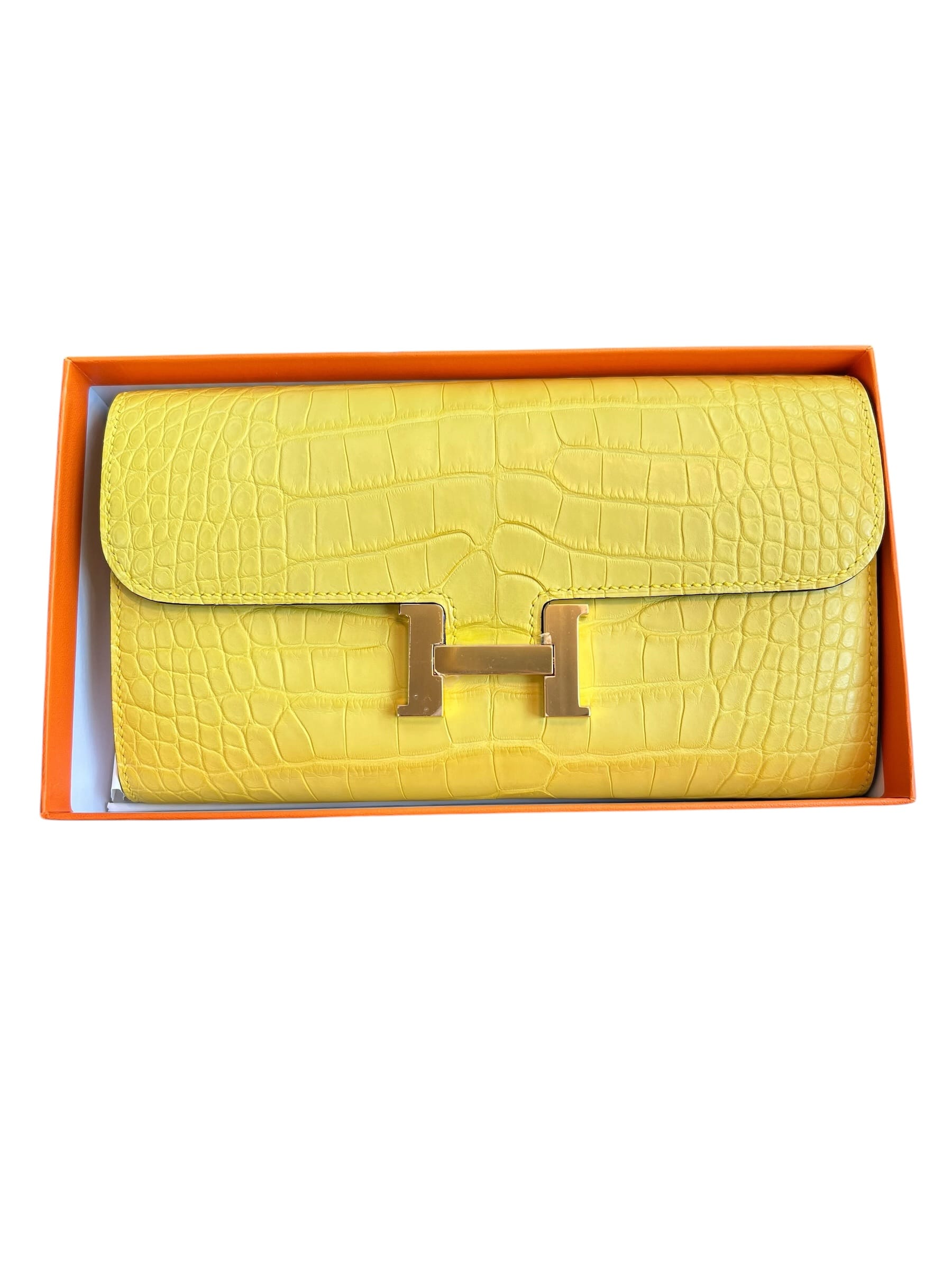 Hermes Constance To Go Mimosa Matte Alligator RGHW #B SSLG1006