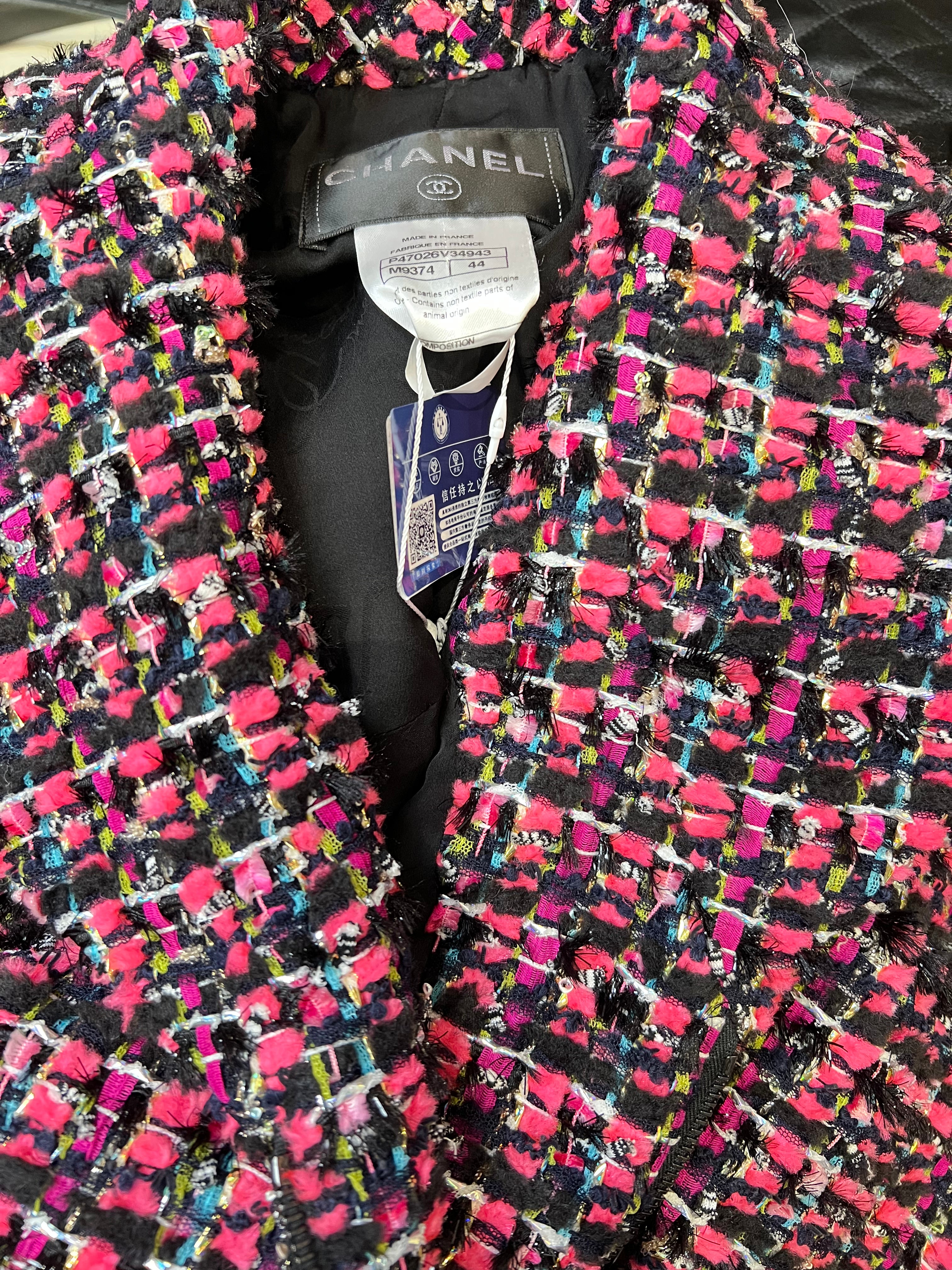 Chanel Pink/Black Jacket Sz44 SYC1720