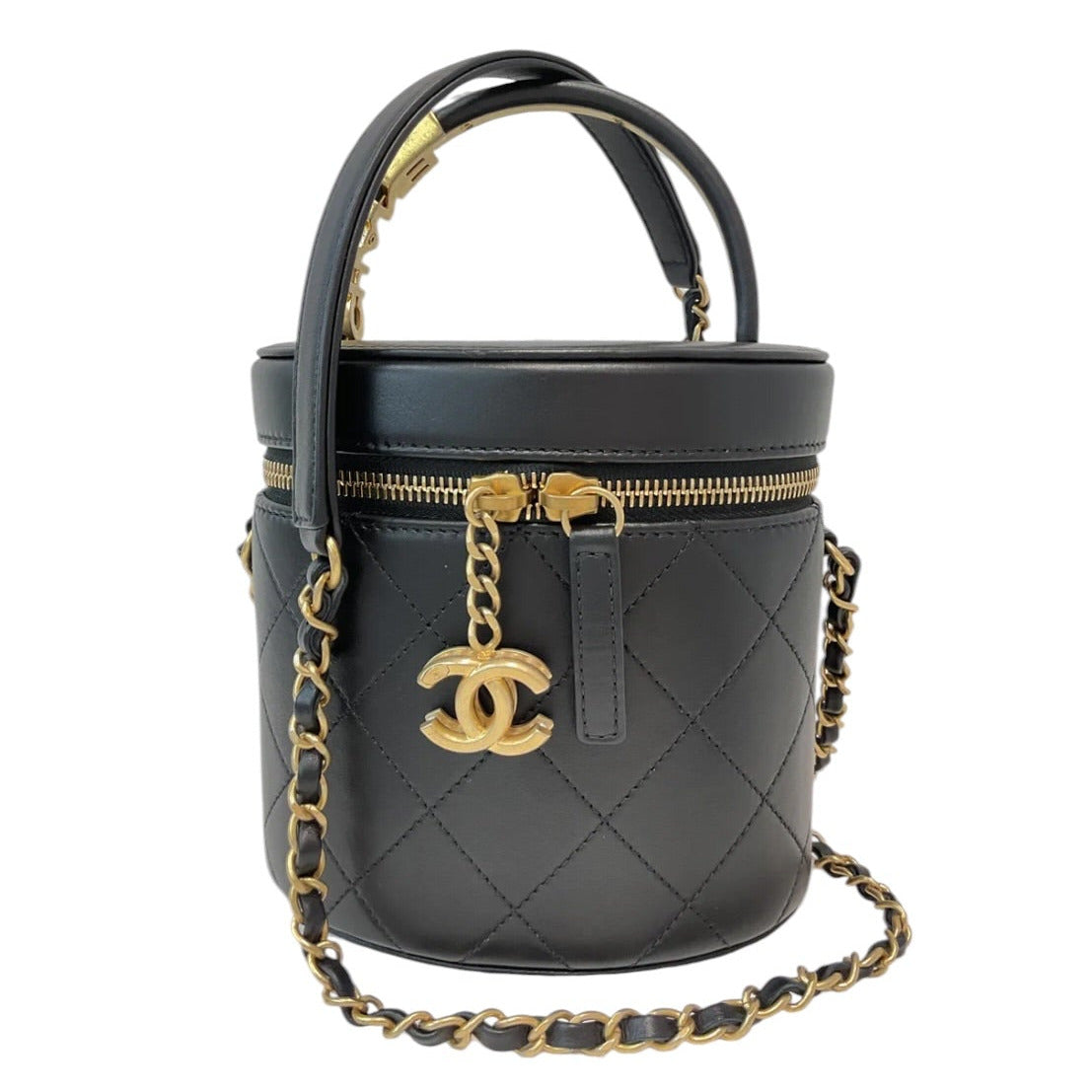 Chanel Black Vanity Case in Calfskin Leather and GHW - Unused Full Set