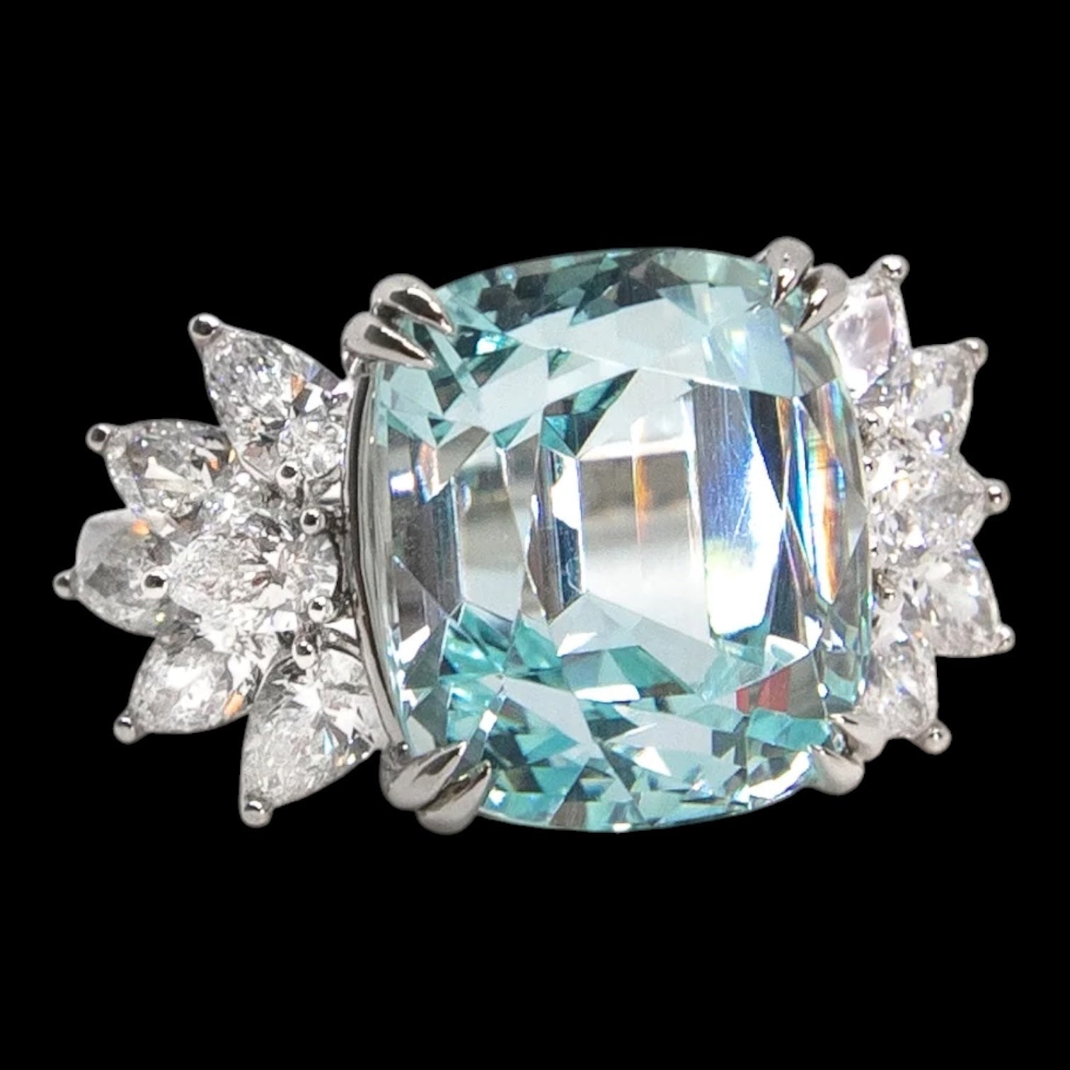 10.22ct "no heat" Aquamarine & 1.57ct (E/F VS) Diamond Ring