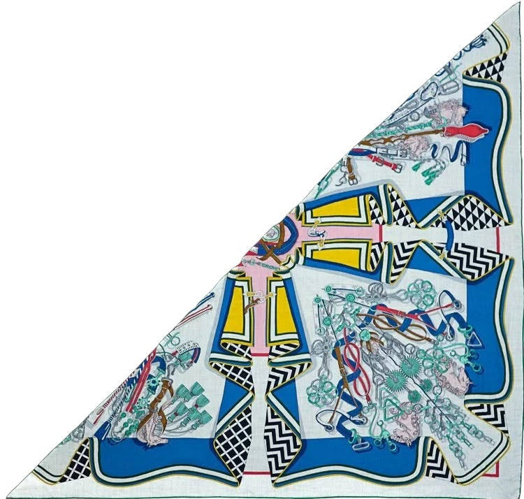 6. Hermes 140cm Cashmere/ Silk Large Triangle Scarf - in Box