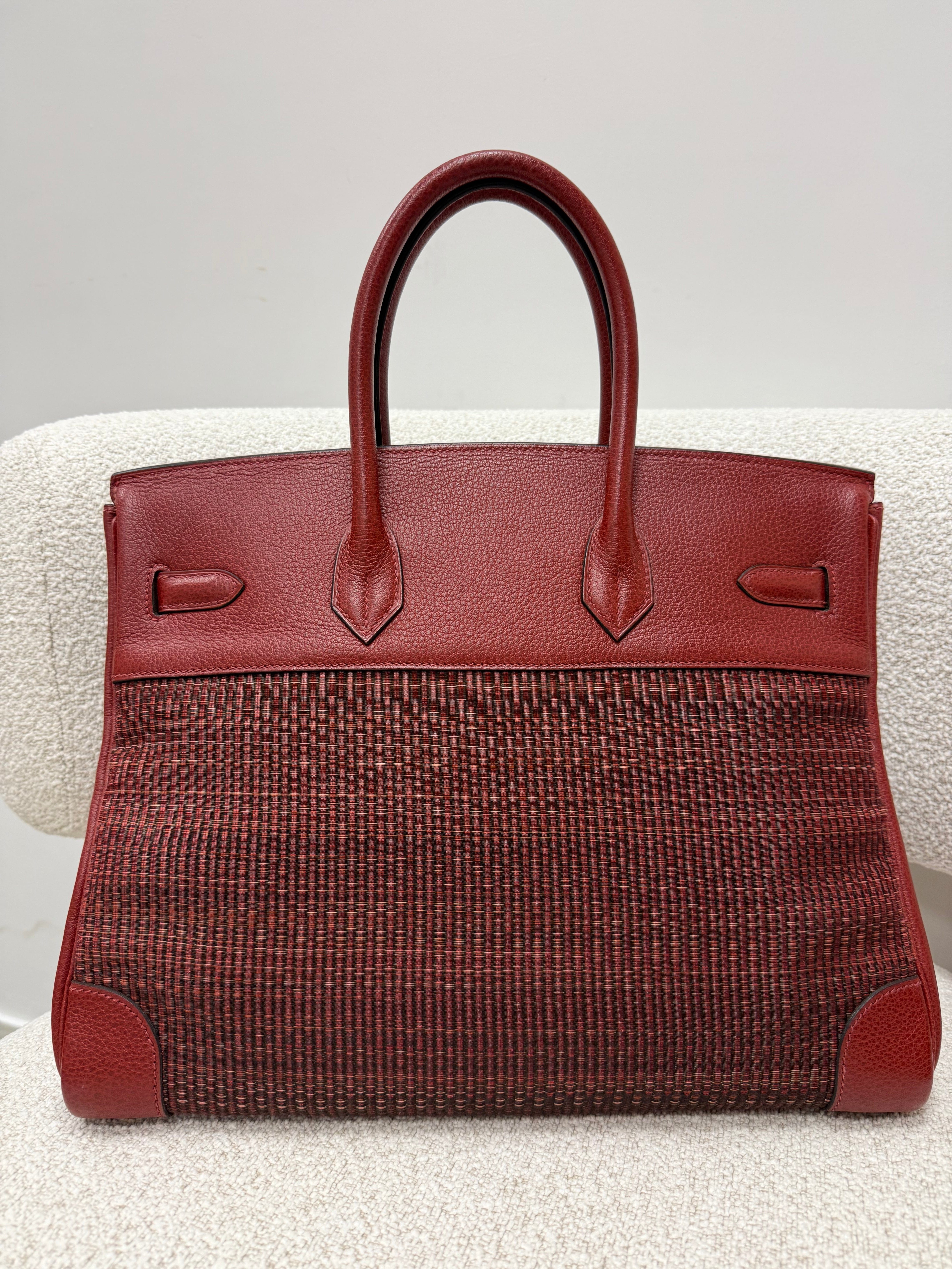 *LONDON LOCATED* VINTAGE HERMÈS BIRKIN 35CM ROUGE H Crinoline & Clemence Leather with Gold Hardware
