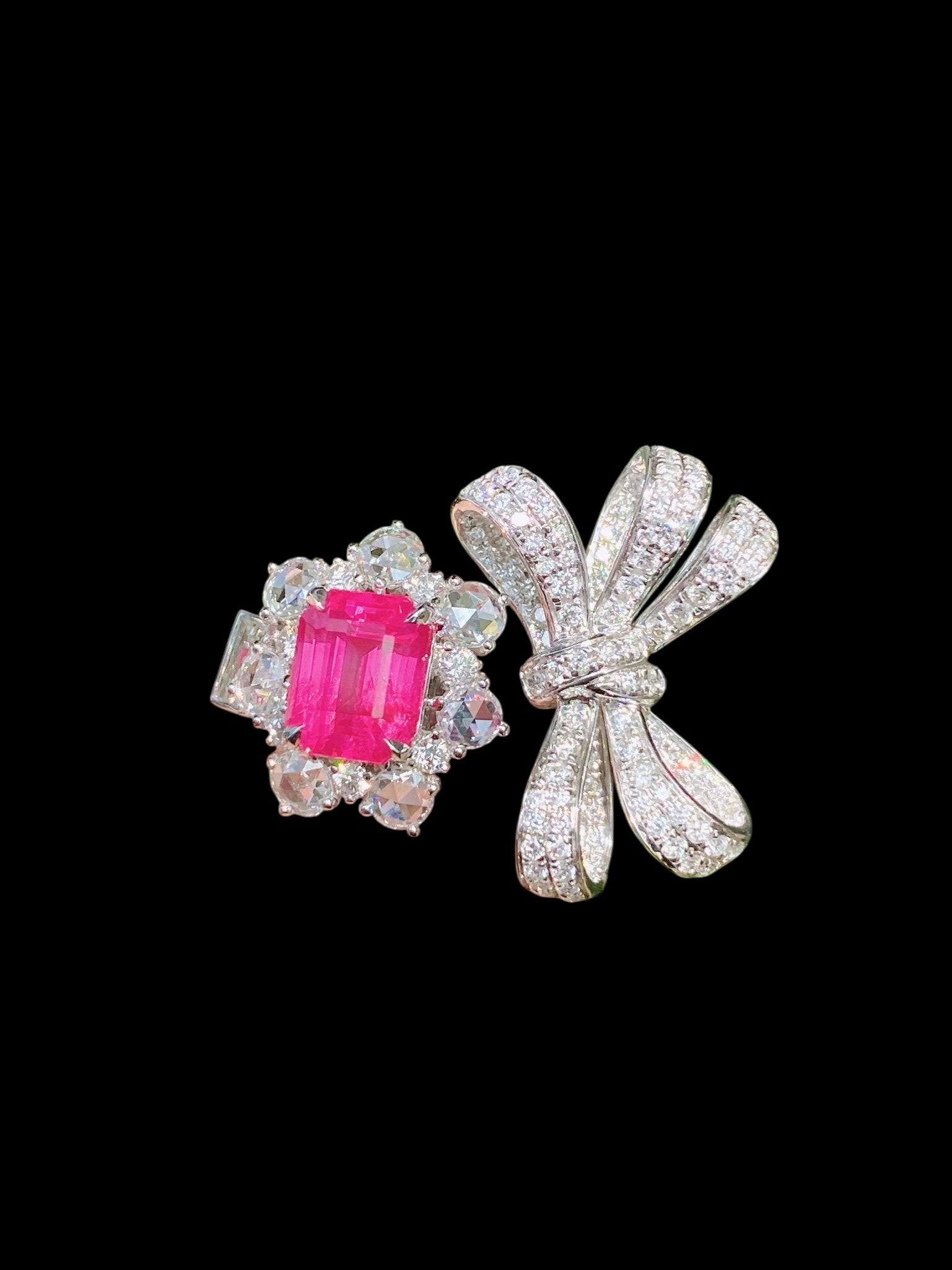 2.03ct No Heat "Hot Pink" Spinel & 1.35ct Diamond Ring set in 18K White Gold
