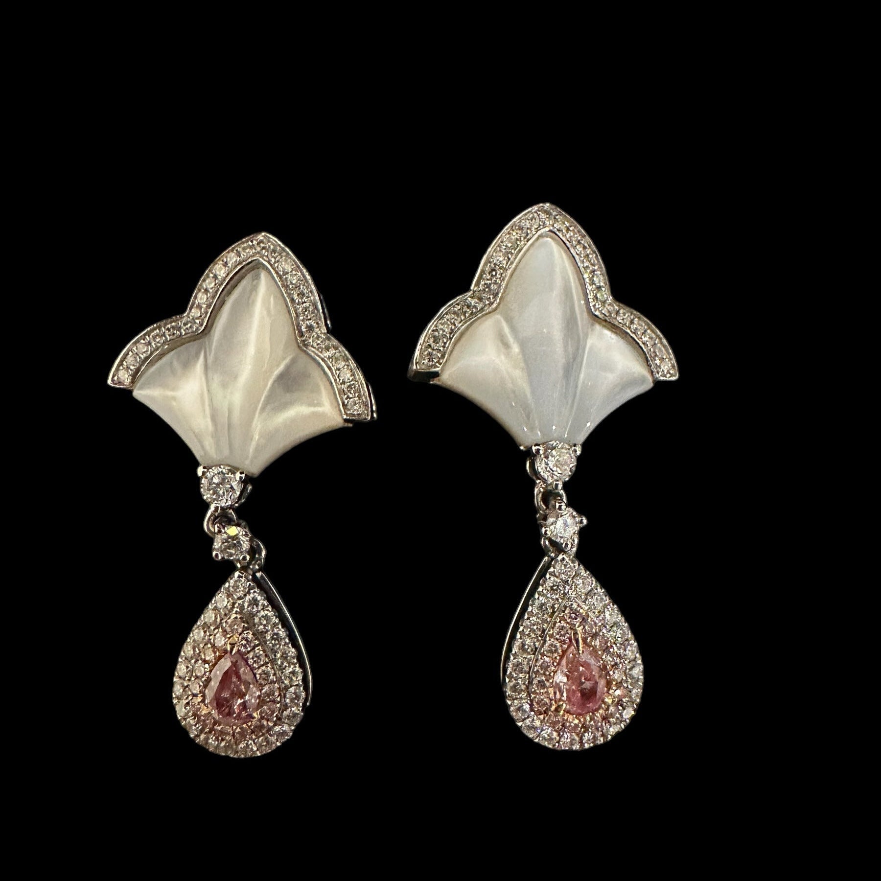 Pink Diamond, Mother of Pearl & Diamond Earrings