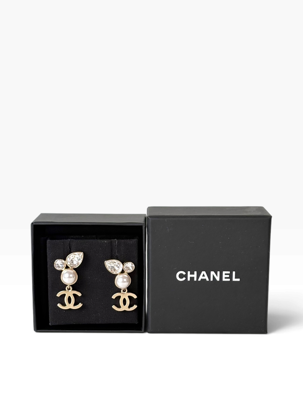 Chanel 22C Drop Pearl Earrings in Box
