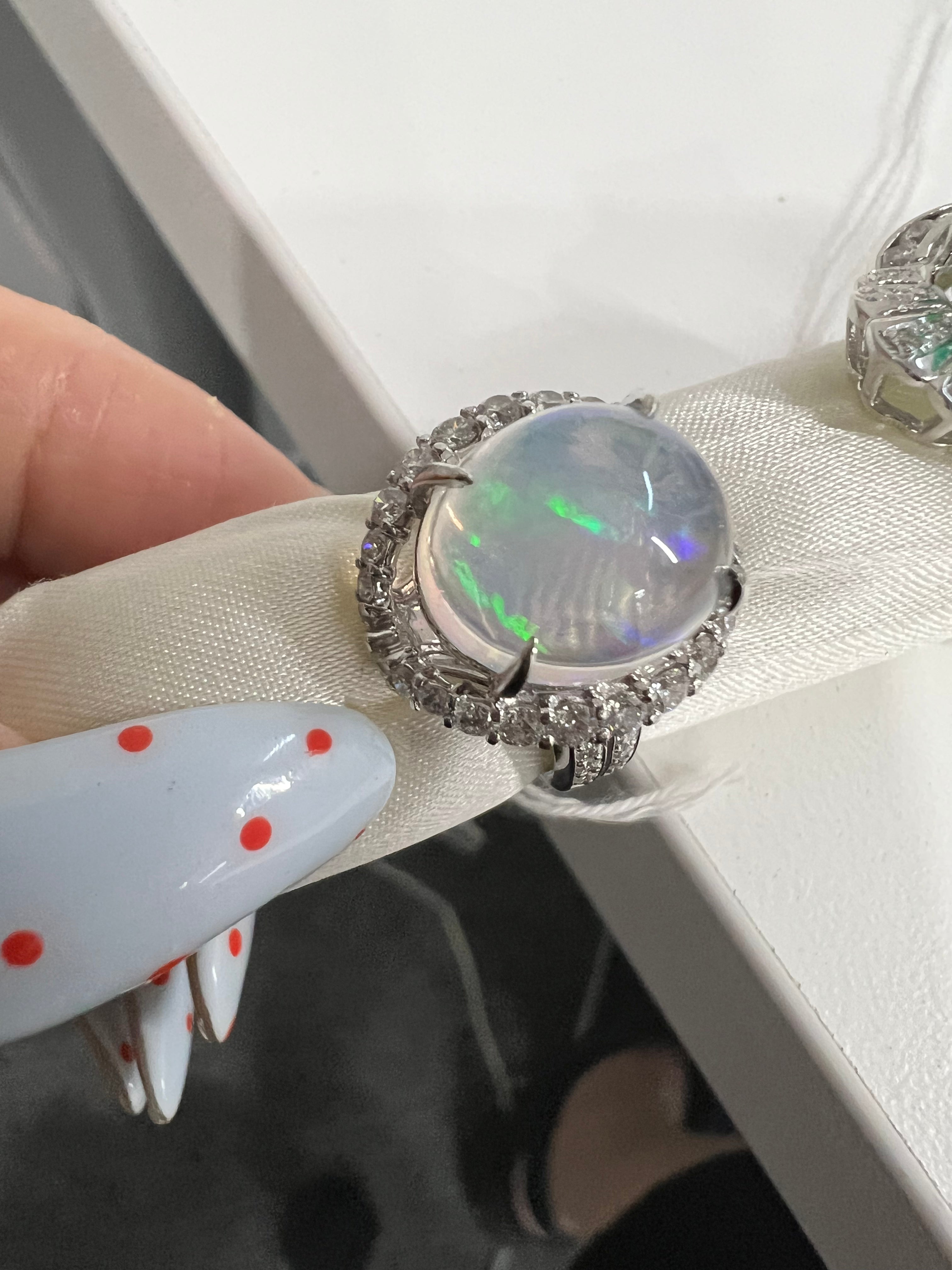 Pt900 Water Opal Ring J07249XLUH