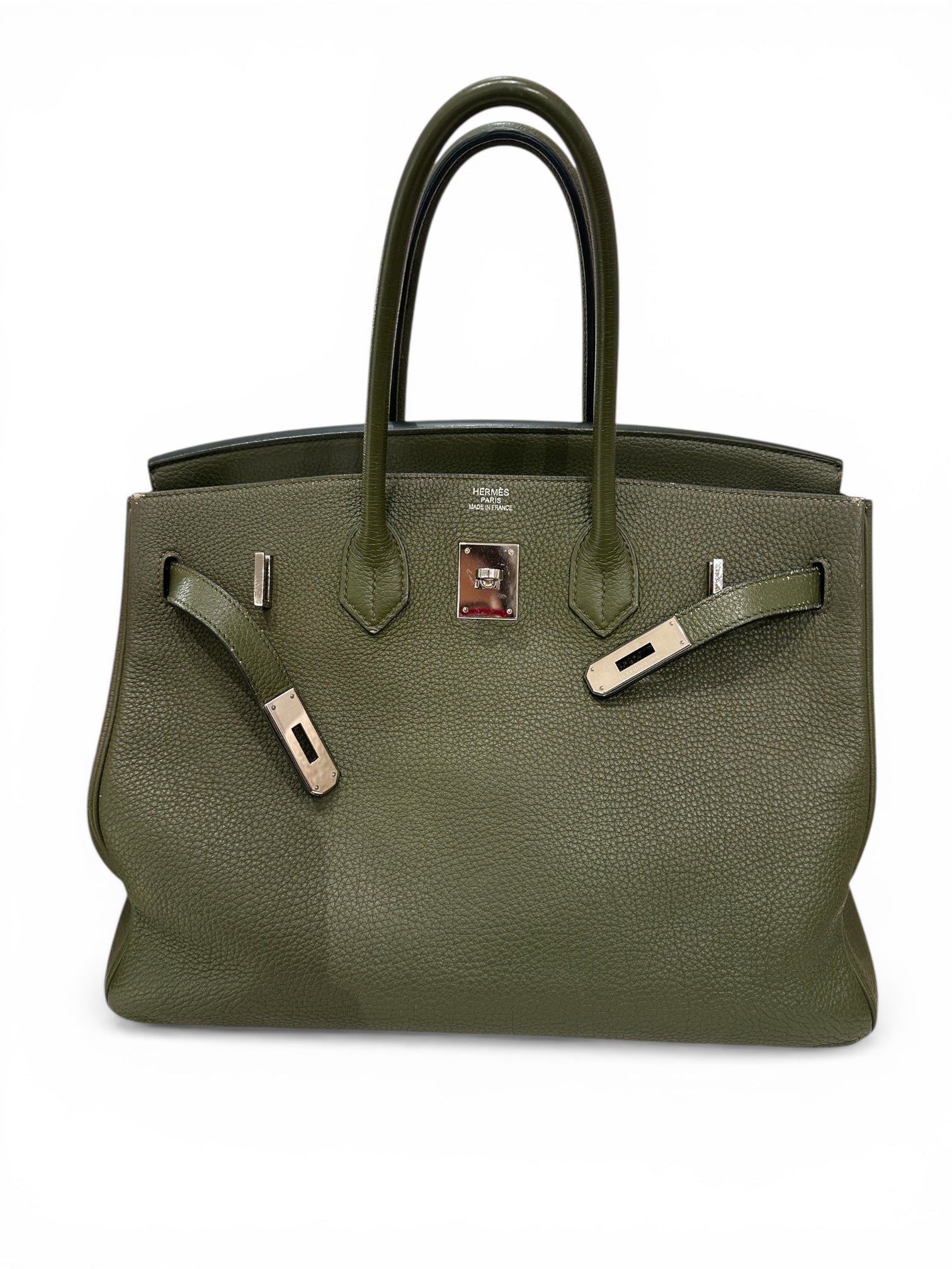 Hermes Birkin 35 in Olive Clemence with PHW