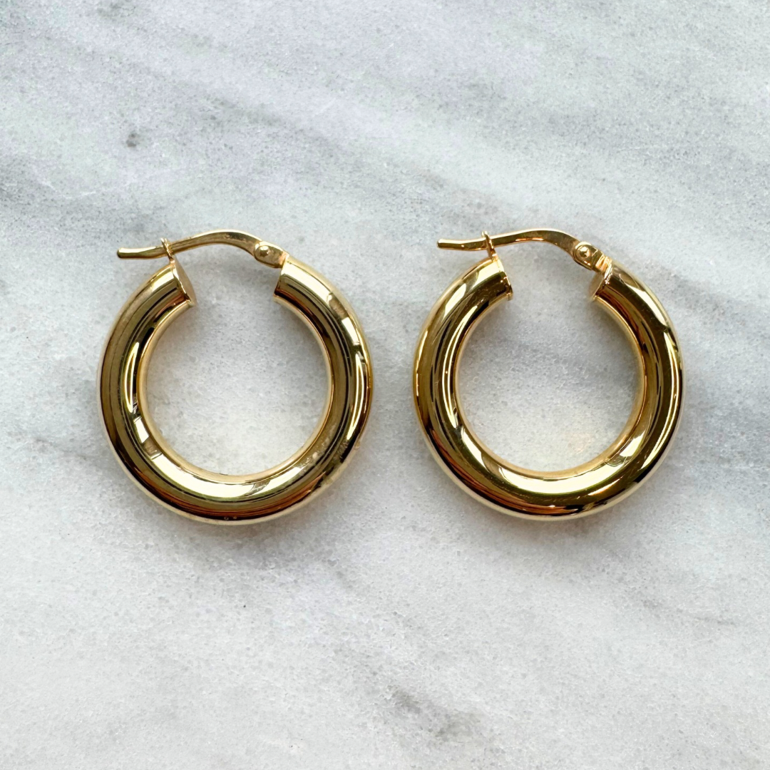 9ct Yellow Gold Chunky Hoop Earrings Large
