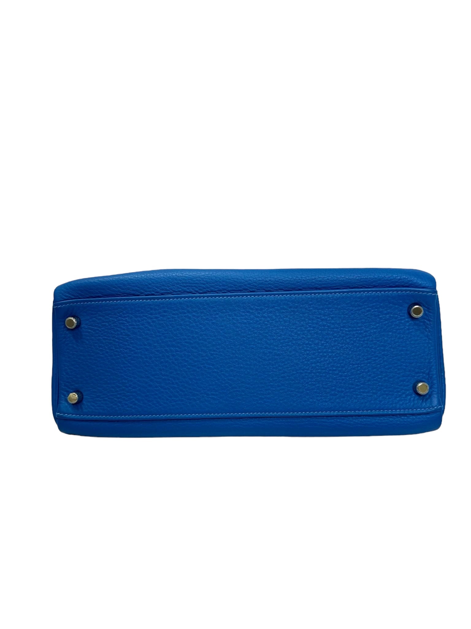 Hermes Kelly 32 Blue with PHW with Canvas Strap