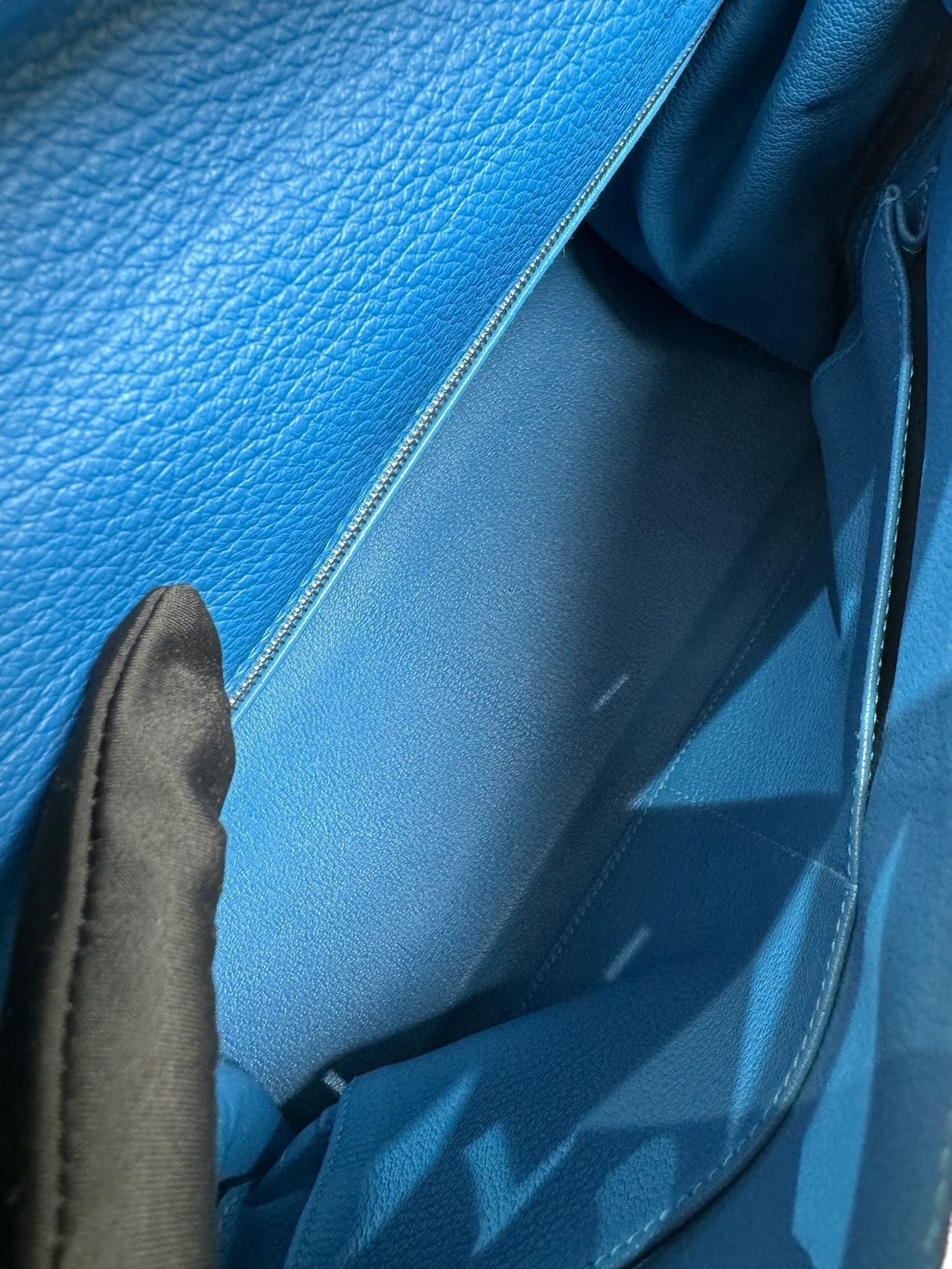 Hermes Kelly 32 Blue with PHW with Canvas Strap