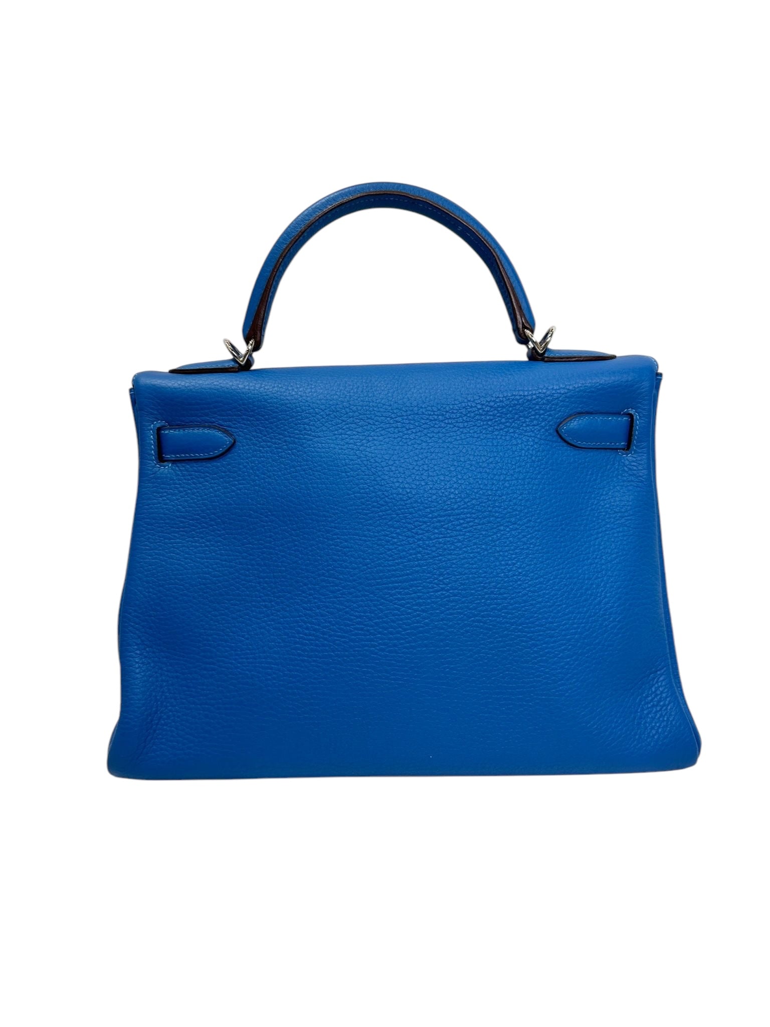 Hermes Kelly 32 Blue with PHW with Canvas Strap