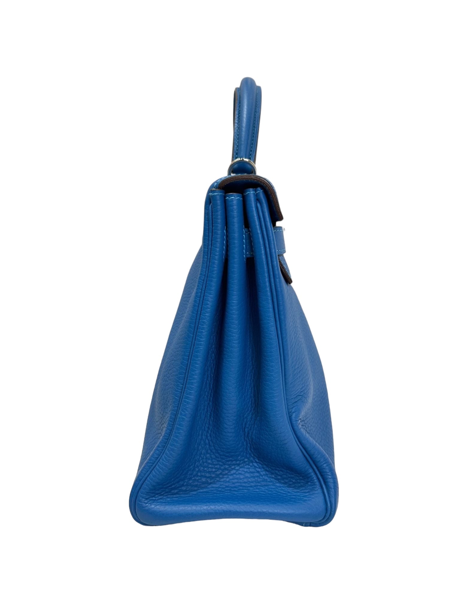Hermes Kelly 32 Blue with PHW with Canvas Strap