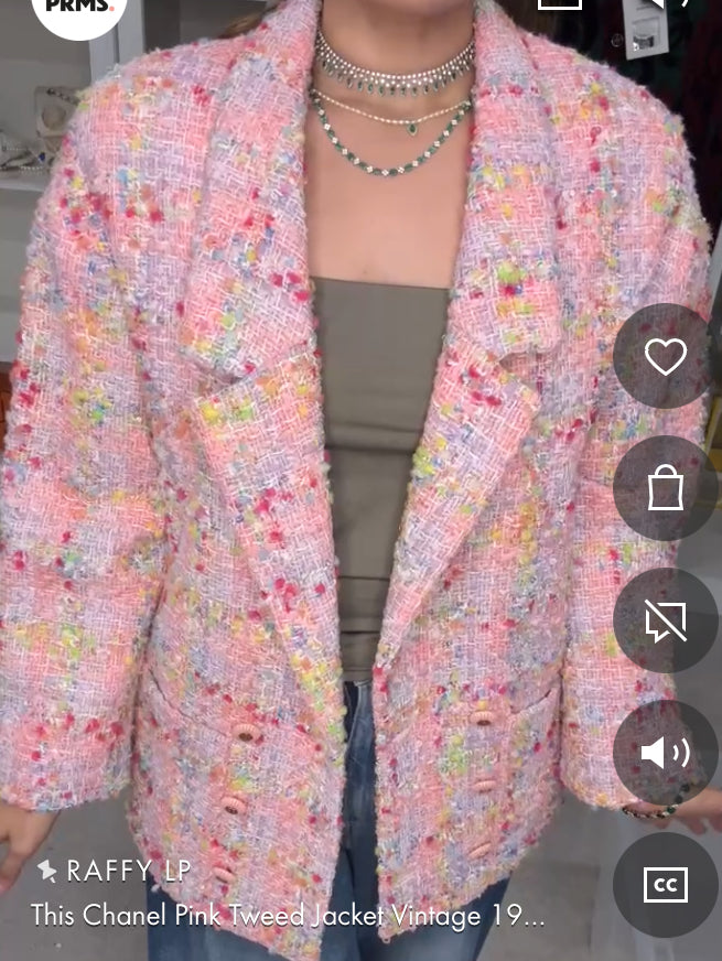 Chanel Pink Tweed Jacket Vintage 1990s DXBK0388