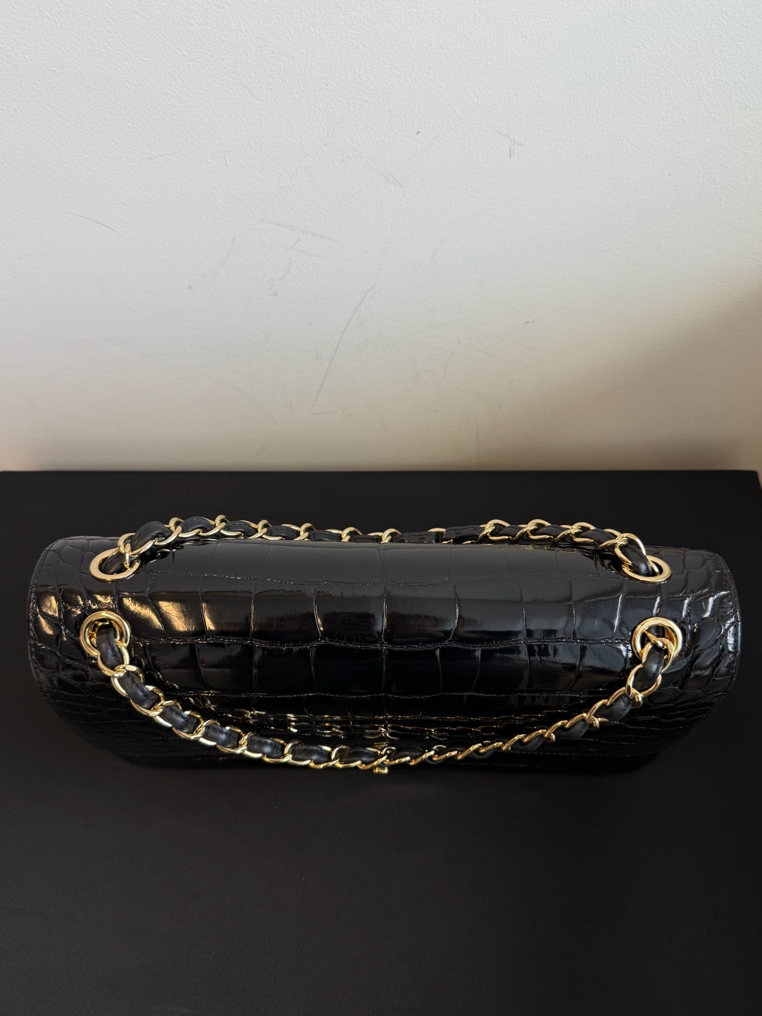 Chanel Jumbo Double Flap Bag Black Alligator Gold Hardware