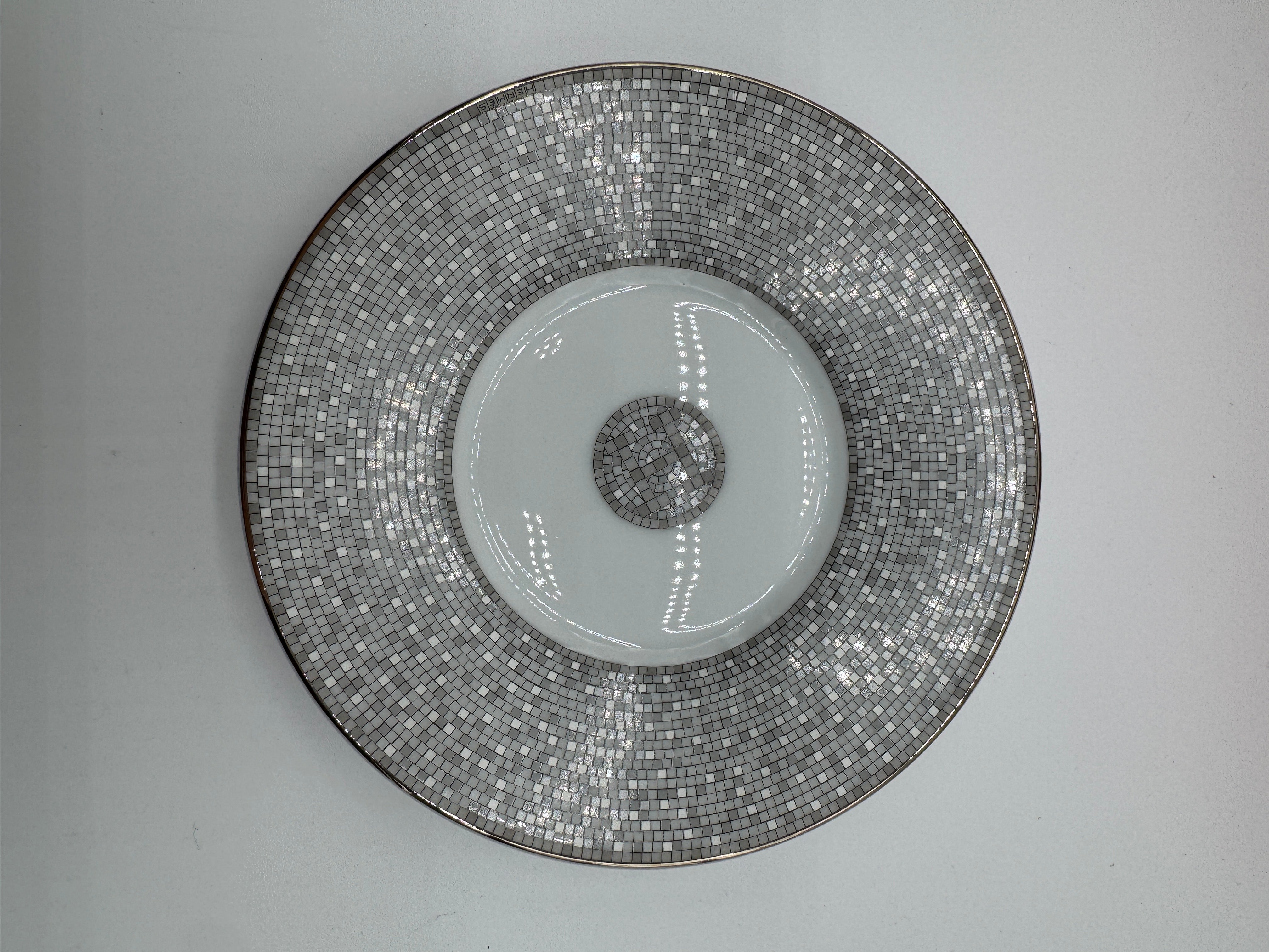 Hermès Mosaique au 24 platinum tea cup and saucer (set of 2)