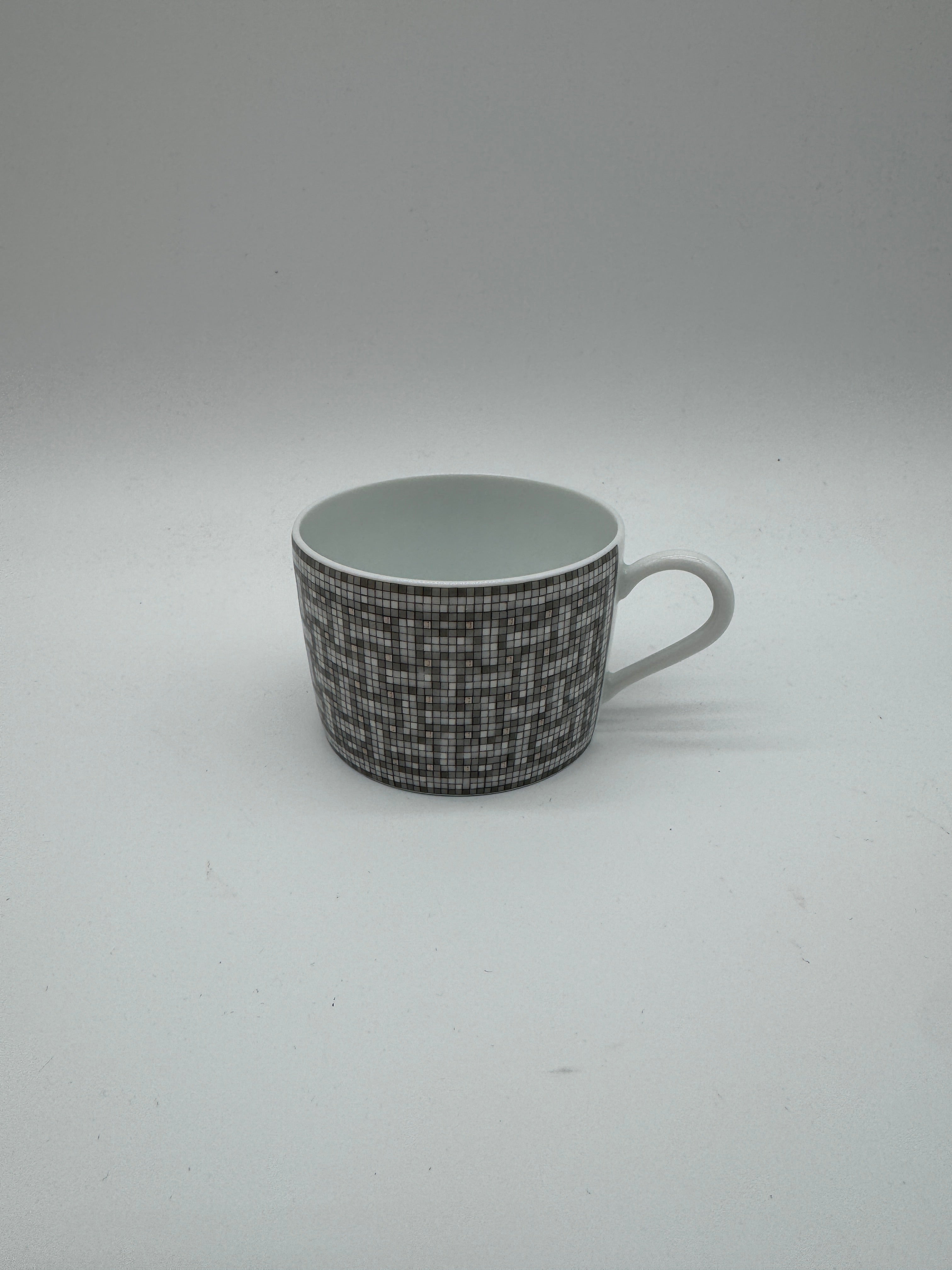 Hermès Mosaique au 24 platinum tea cup and saucer (set of 2)