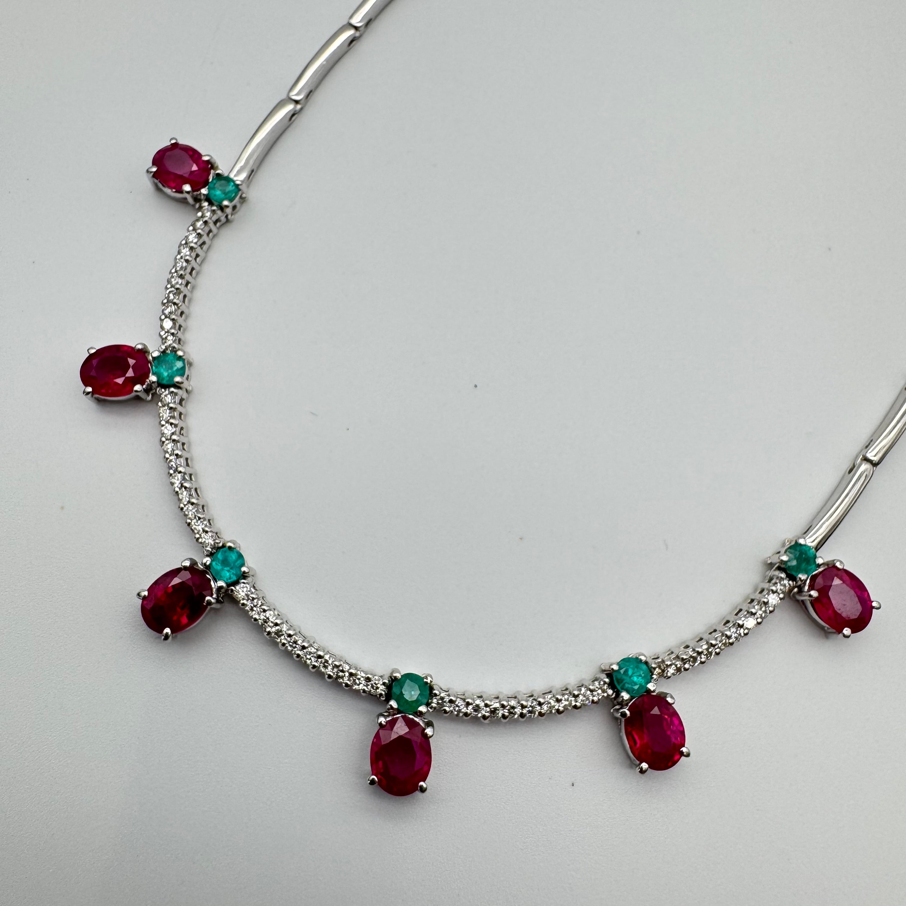 K18WG Ruby Necklace R4.22 TM0.64 D0.594 59398