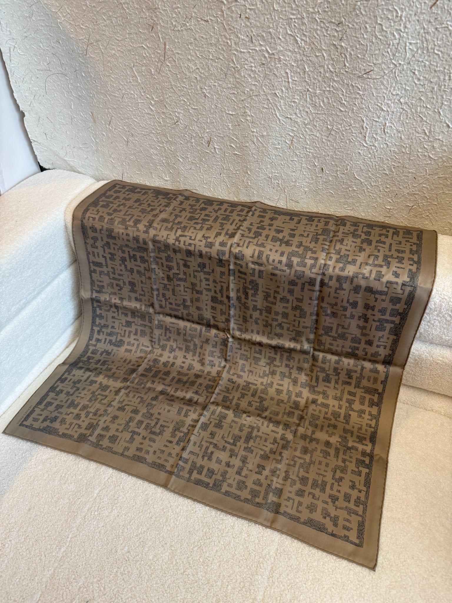 Hermès 70 Silk Scarf Taupe