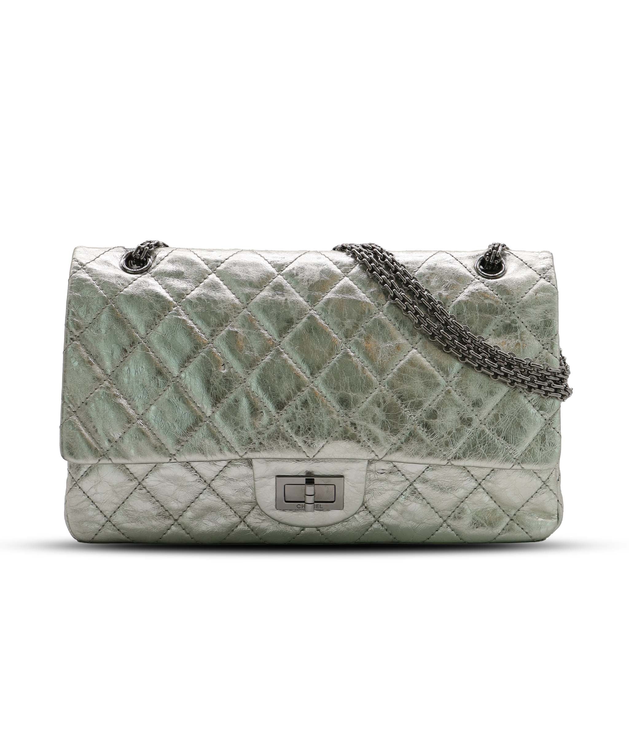 CHANEL 2.55 Large Double Flap Calf Silver SV B0520XHWGK