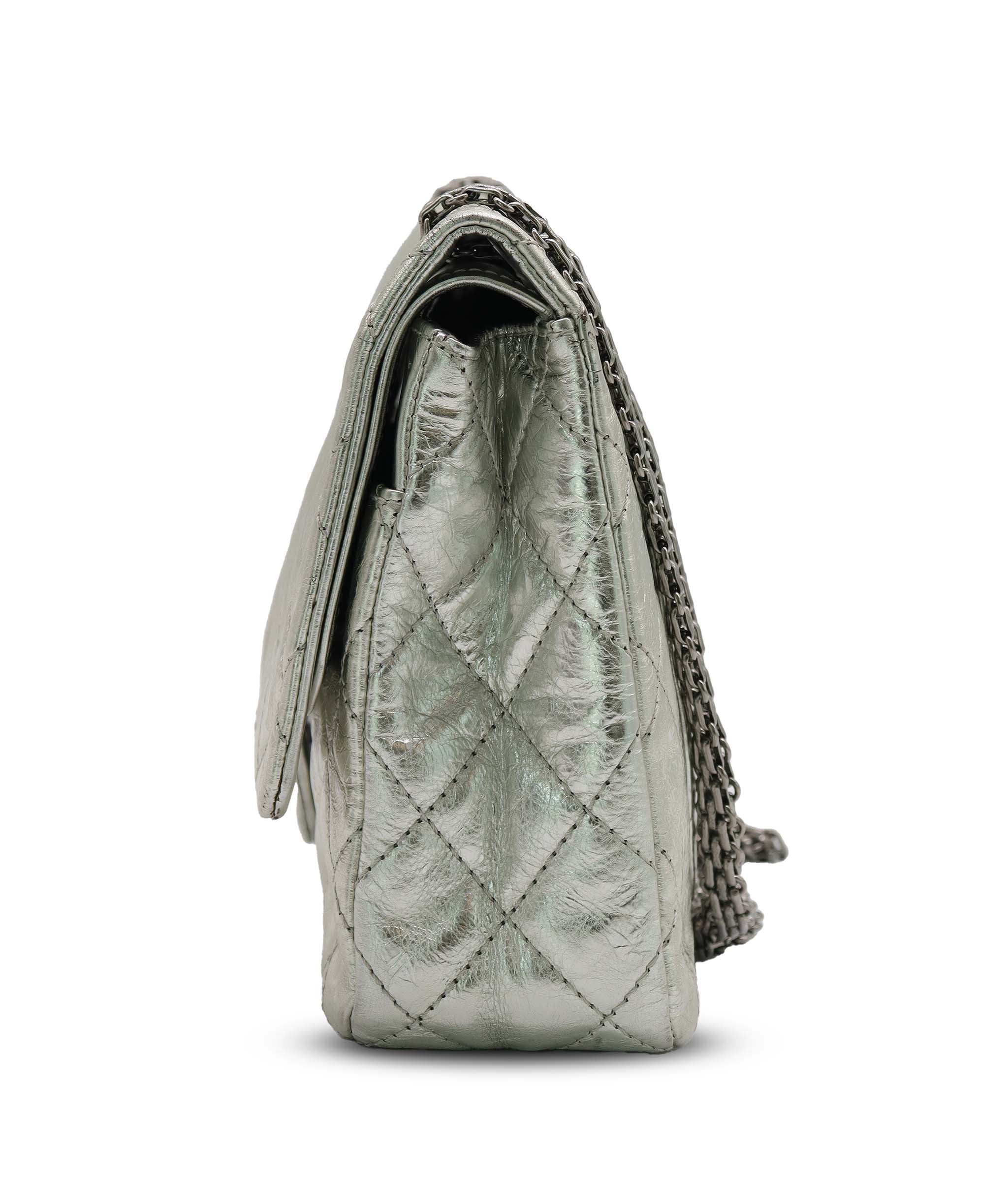 CHANEL 2.55 Large Double Flap Calf Silver SV B0520XHWGK