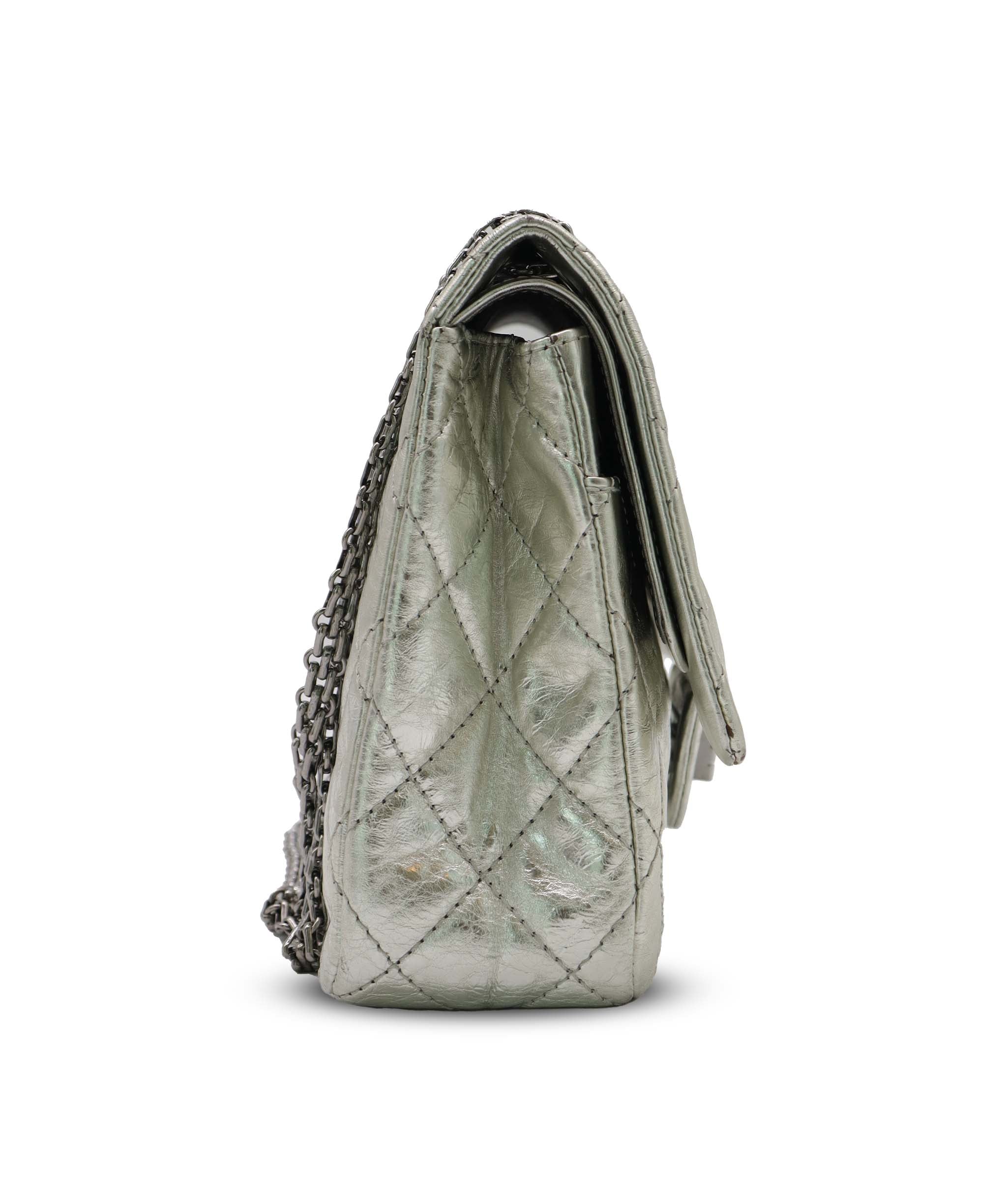 CHANEL 2.55 Large Double Flap Calf Silver SV B0520XHWGK