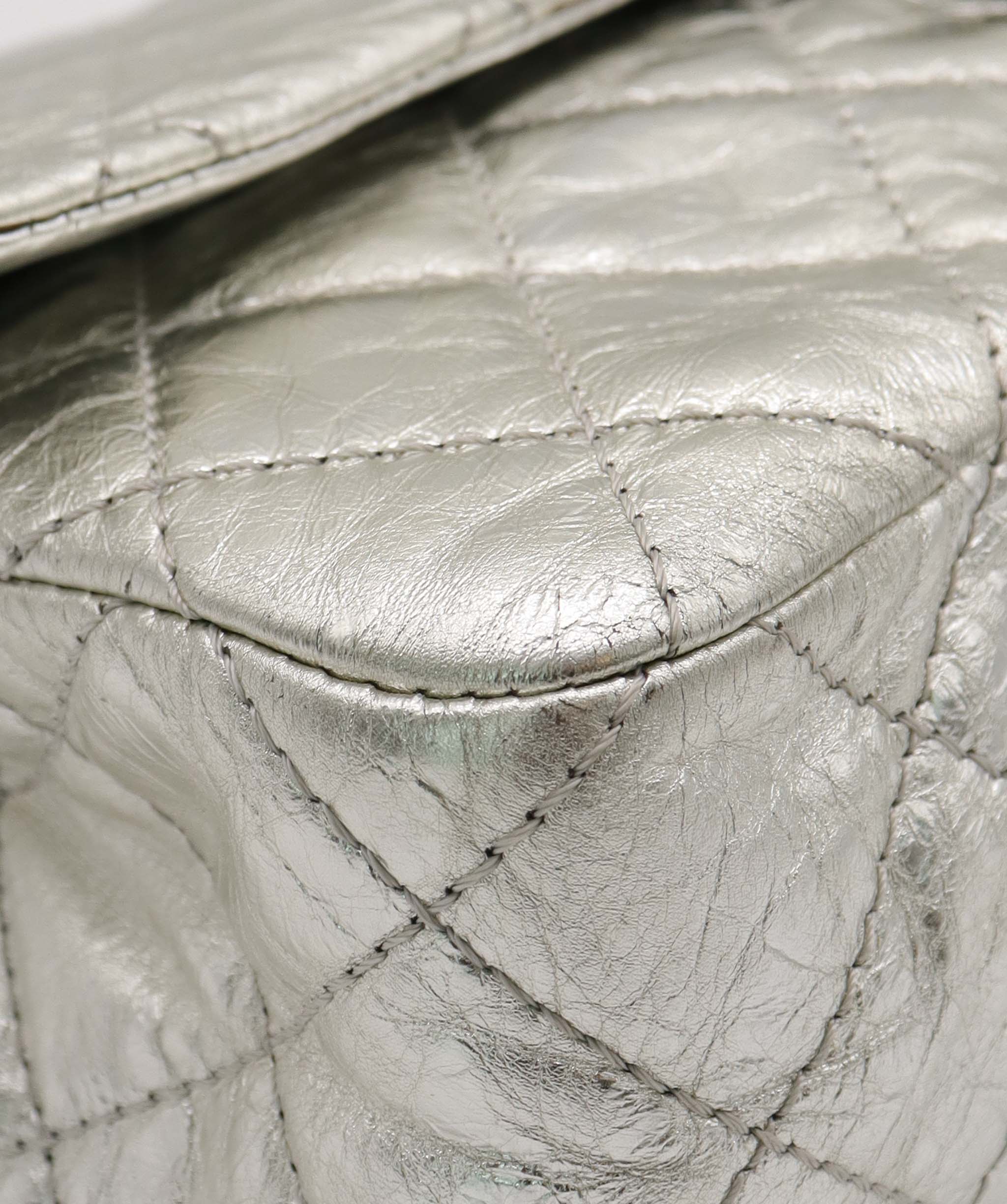 CHANEL 2.55 Large Double Flap Calf Silver SV B0520XHWGK