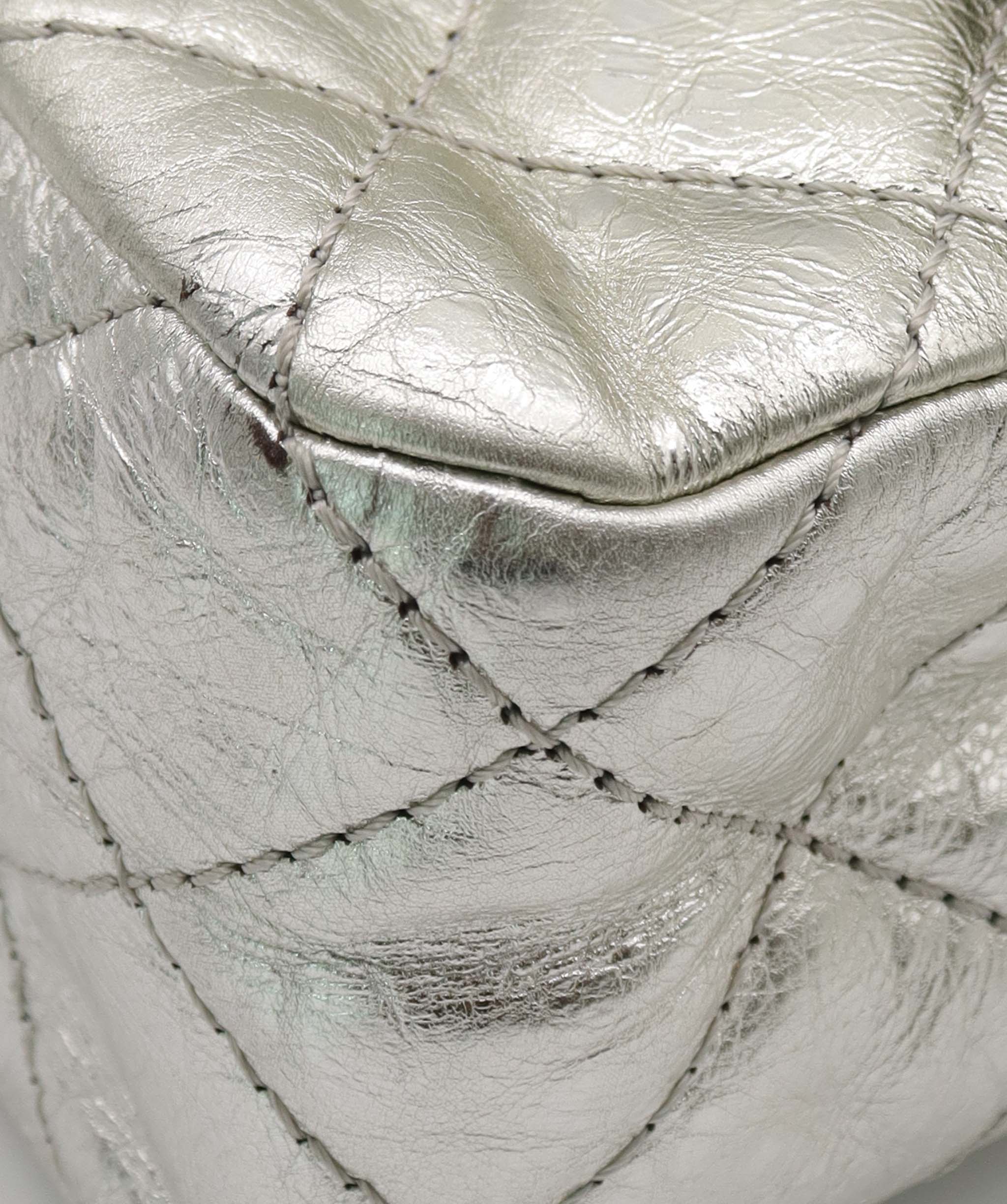 CHANEL 2.55 Large Double Flap Calf Silver SV B0520XHWGK