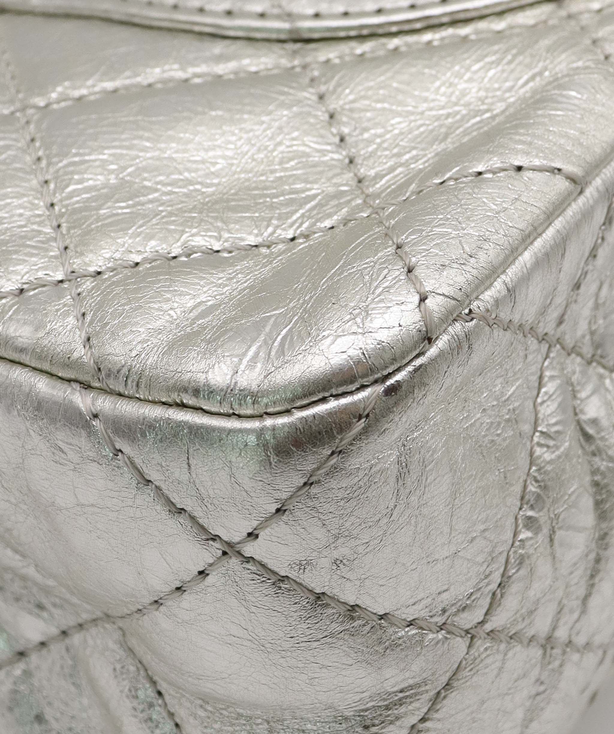 CHANEL 2.55 Large Double Flap Calf Silver SV B0520XHWGK